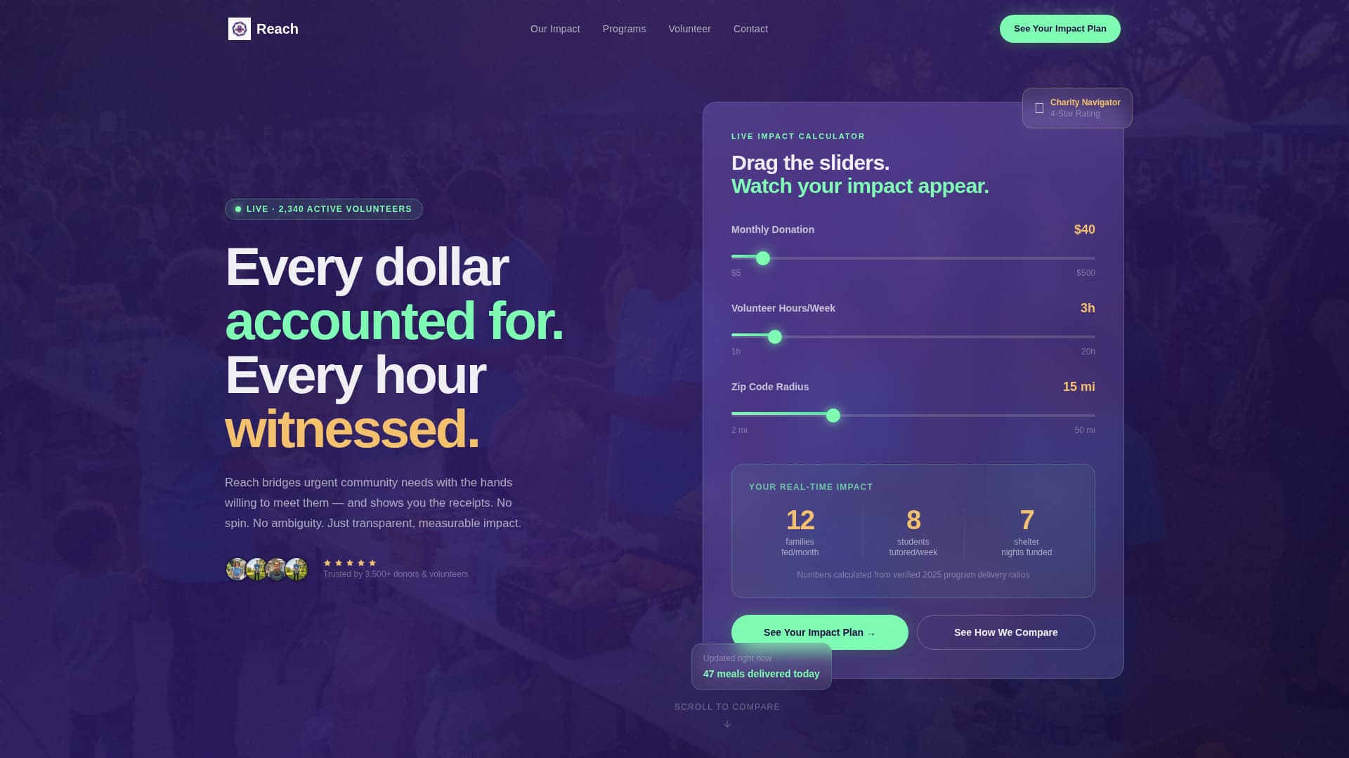 Reach - Transparent Nonprofit Landing Page Template