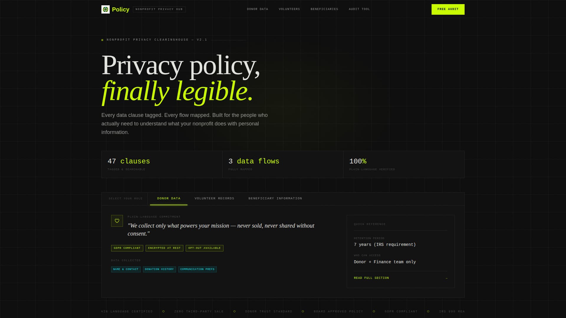 Nonprofit Organization Privacy Policy Website Template