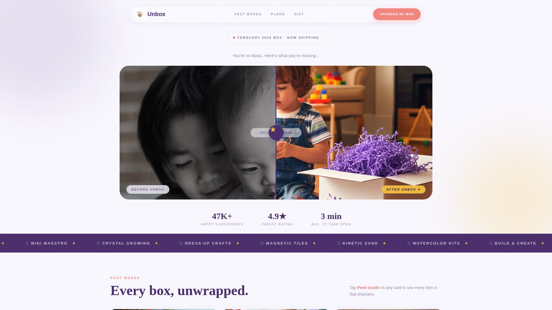 Local Subscription Box Services Pricing & Packages Website Template