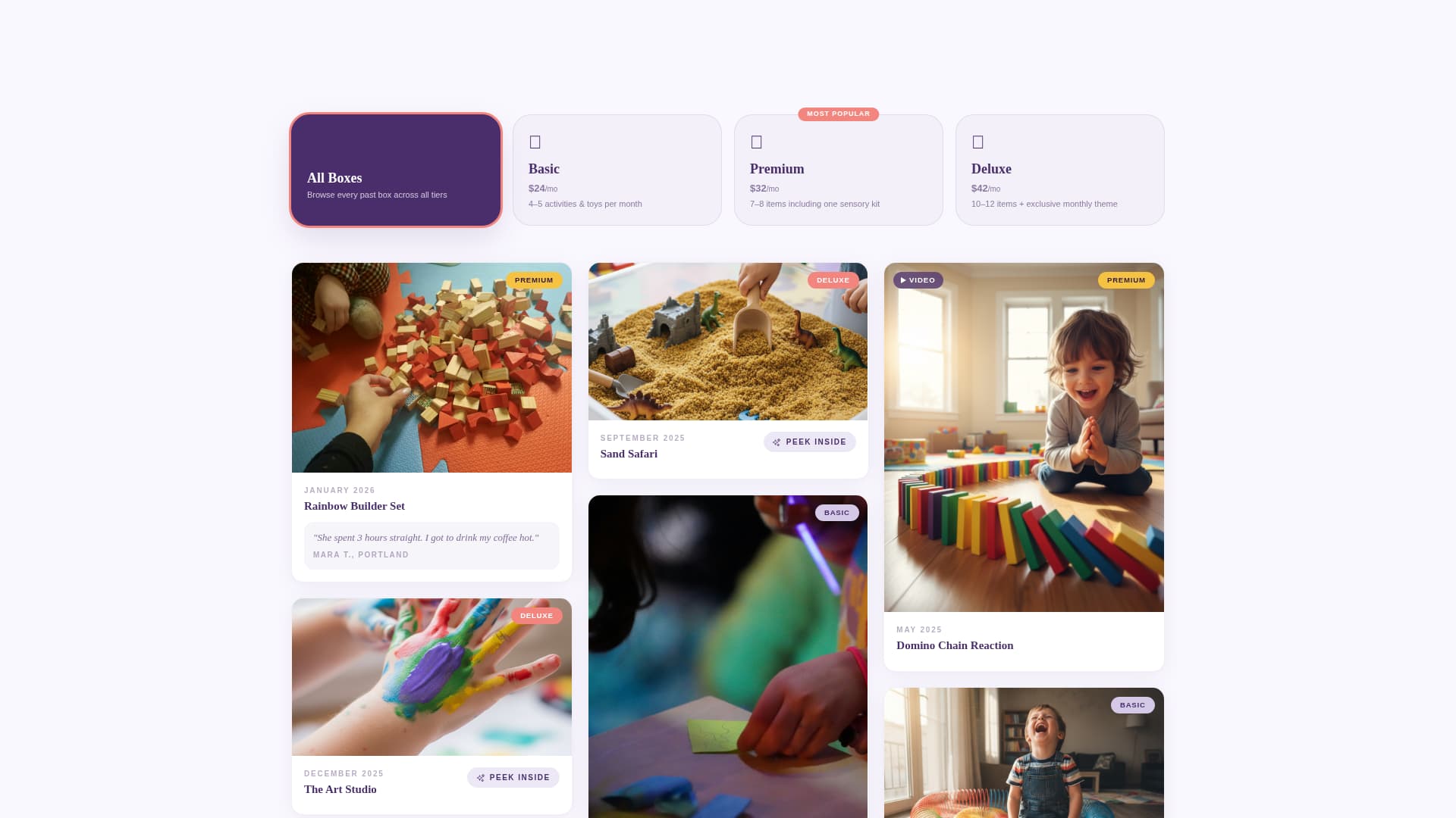 Local Subscription Box Services Pricing & Packages Website Template