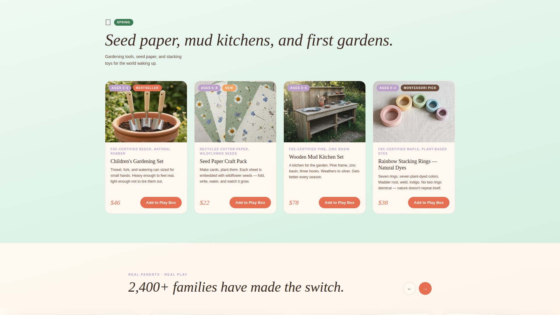 Playtime - Organic Toys Landing Page Template