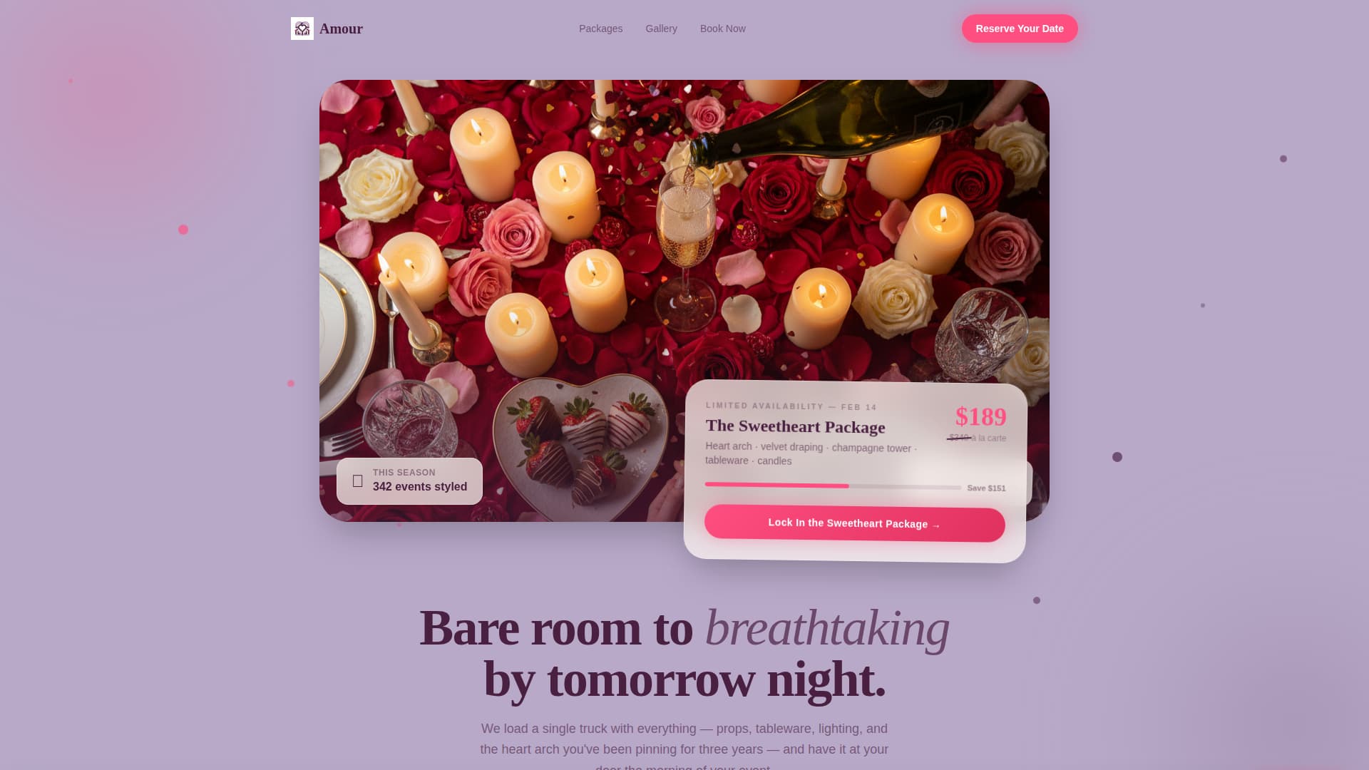 Amour - Enchanting Valentines Landing Page Template
