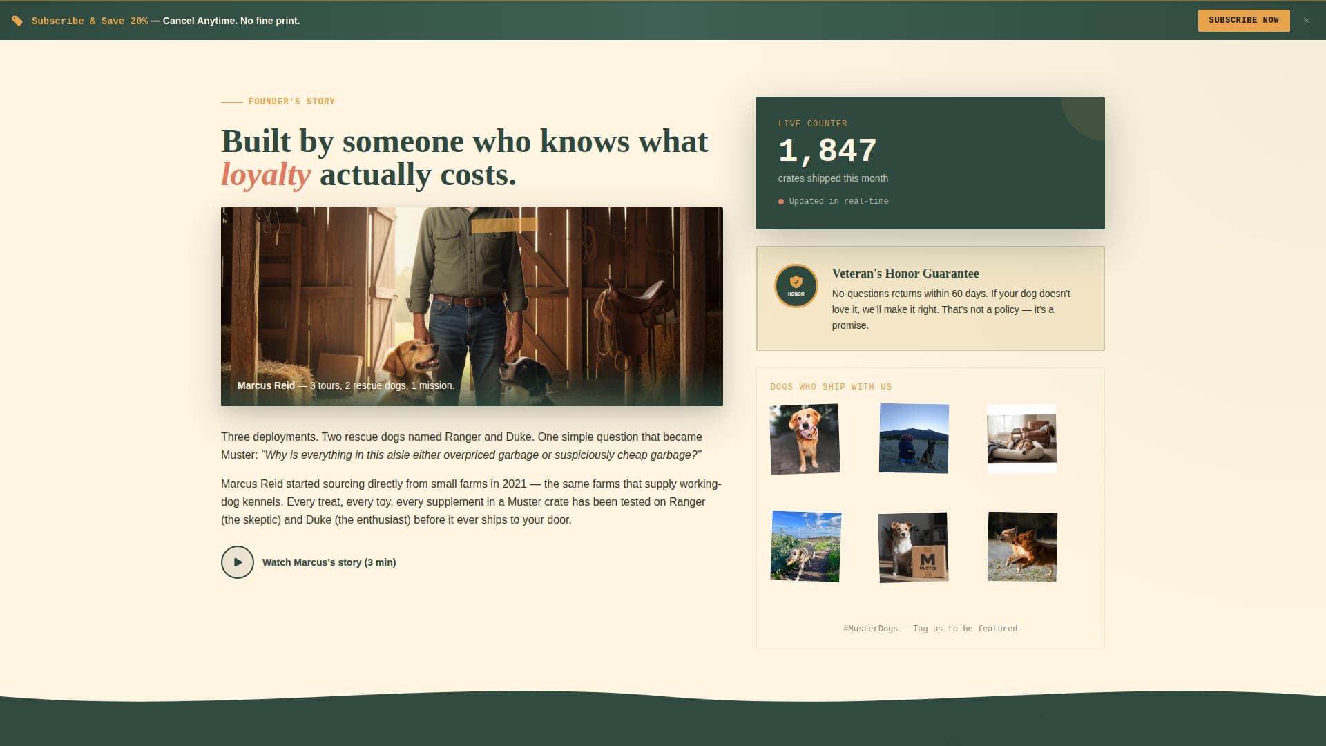 Muster - Veteranowned Petshop Landing Page Template