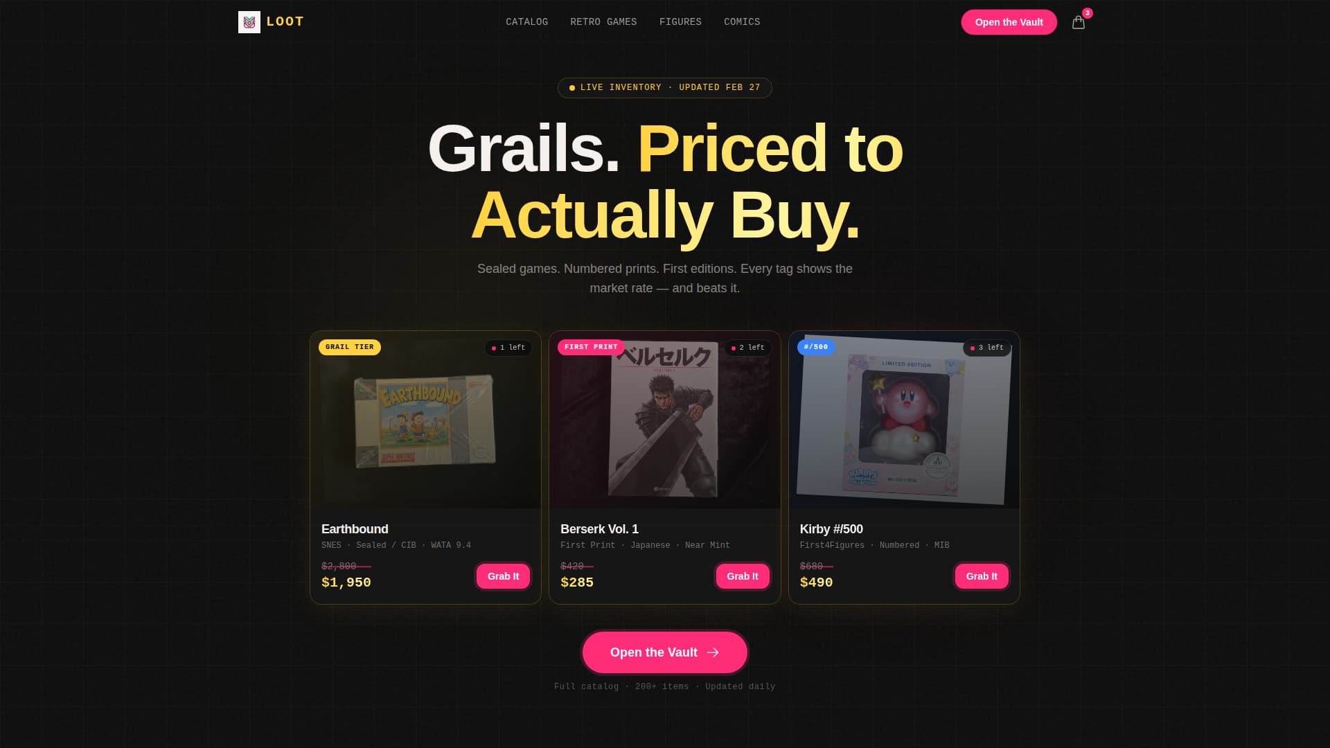 Loot - Electrifying Collectibles Landing Page Template