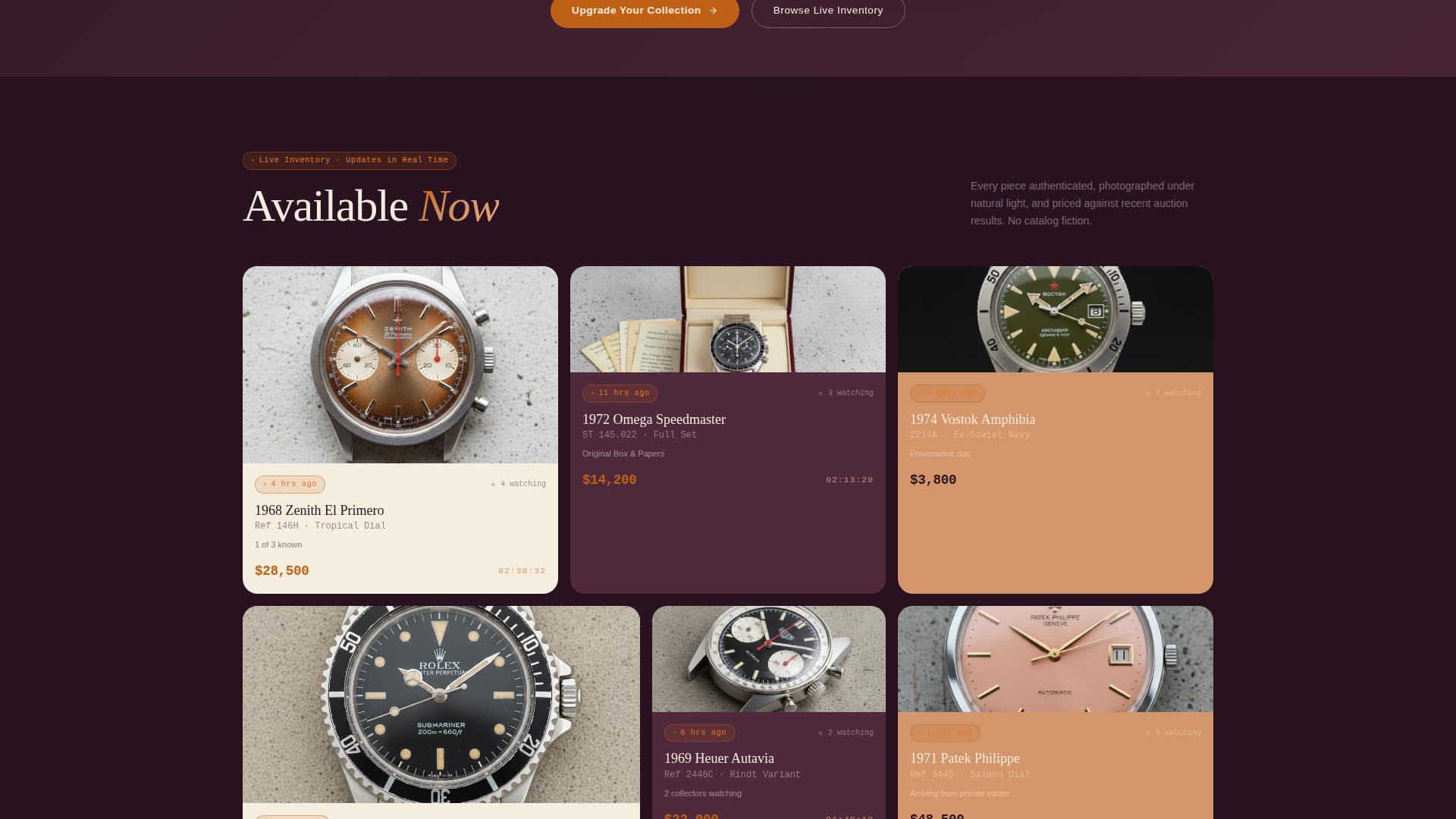 Patina - Rare Vintagewatch Landing Page Template