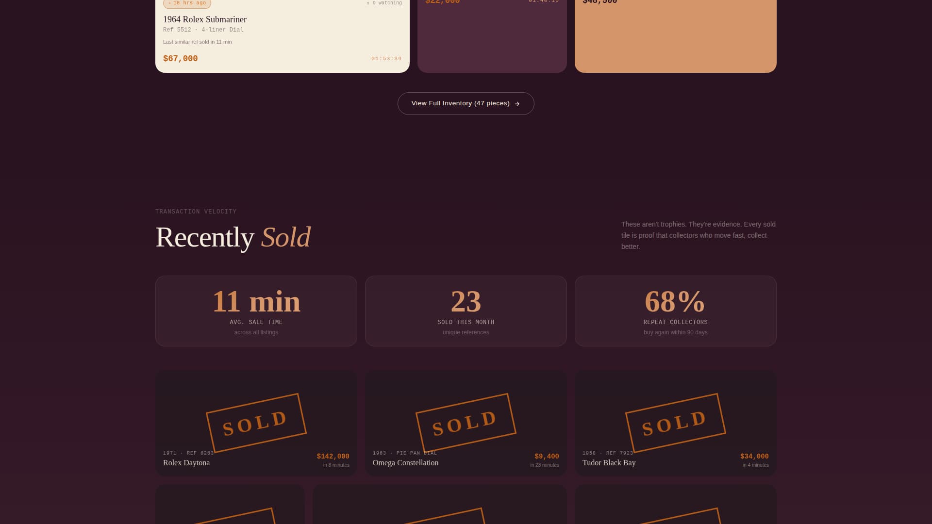 Patina - Rare Vintagewatch Landing Page Template