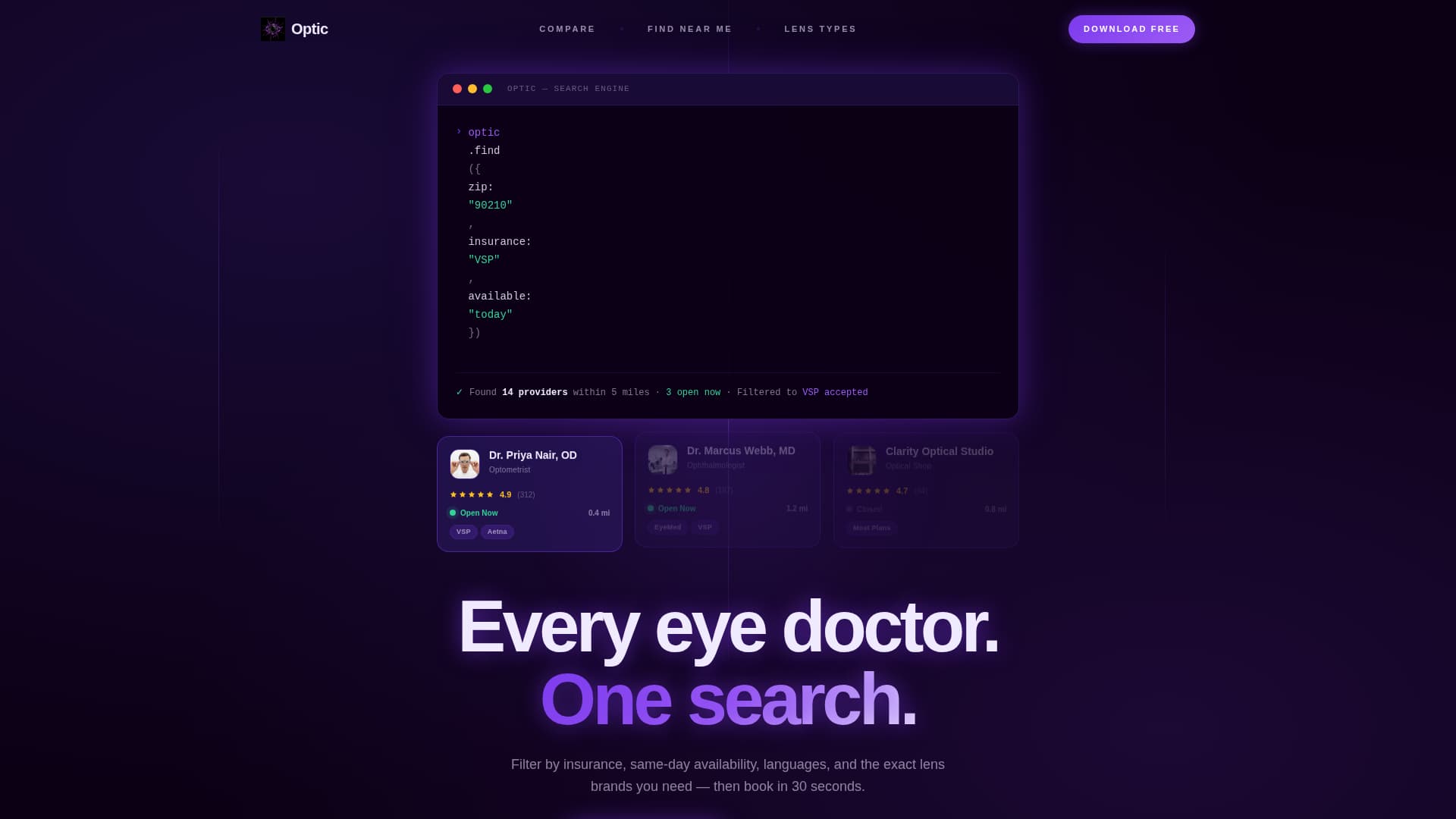 Vision — Expert Eye Care Practice Landing Page Template