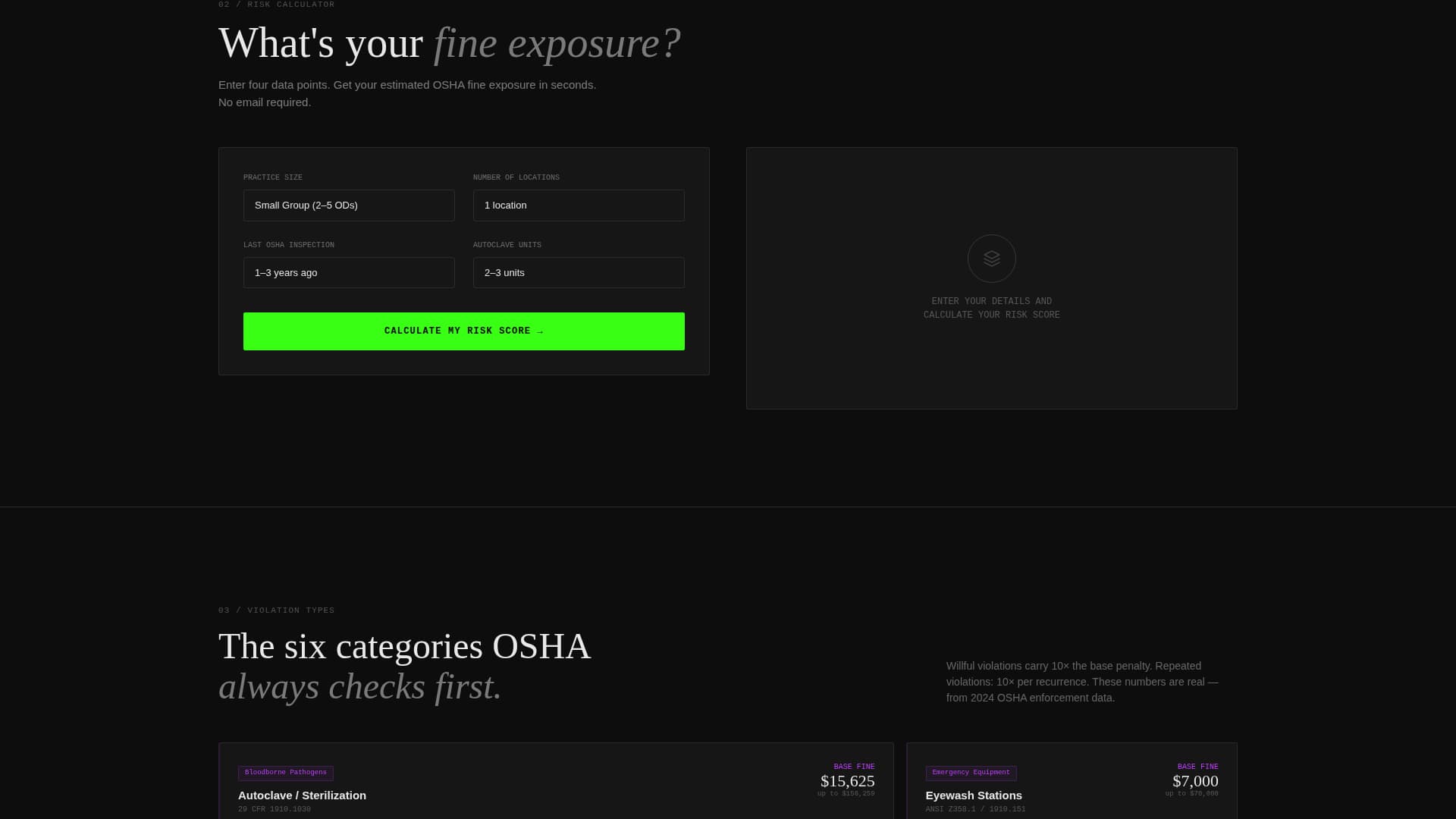 Local Optometry Software Cost Estimator Website Template