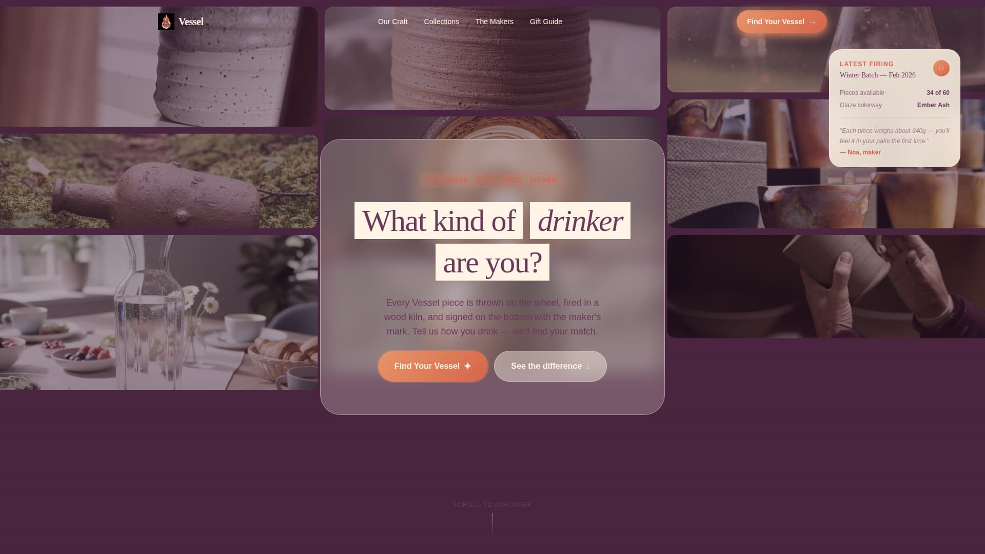 Vessel - Artisan Drinkware Landing Page Template