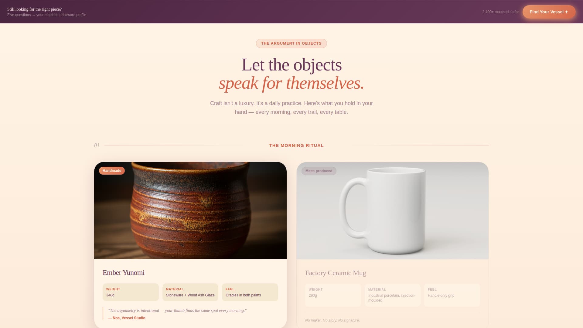 Vessel - Artisan Drinkware Landing Page Template