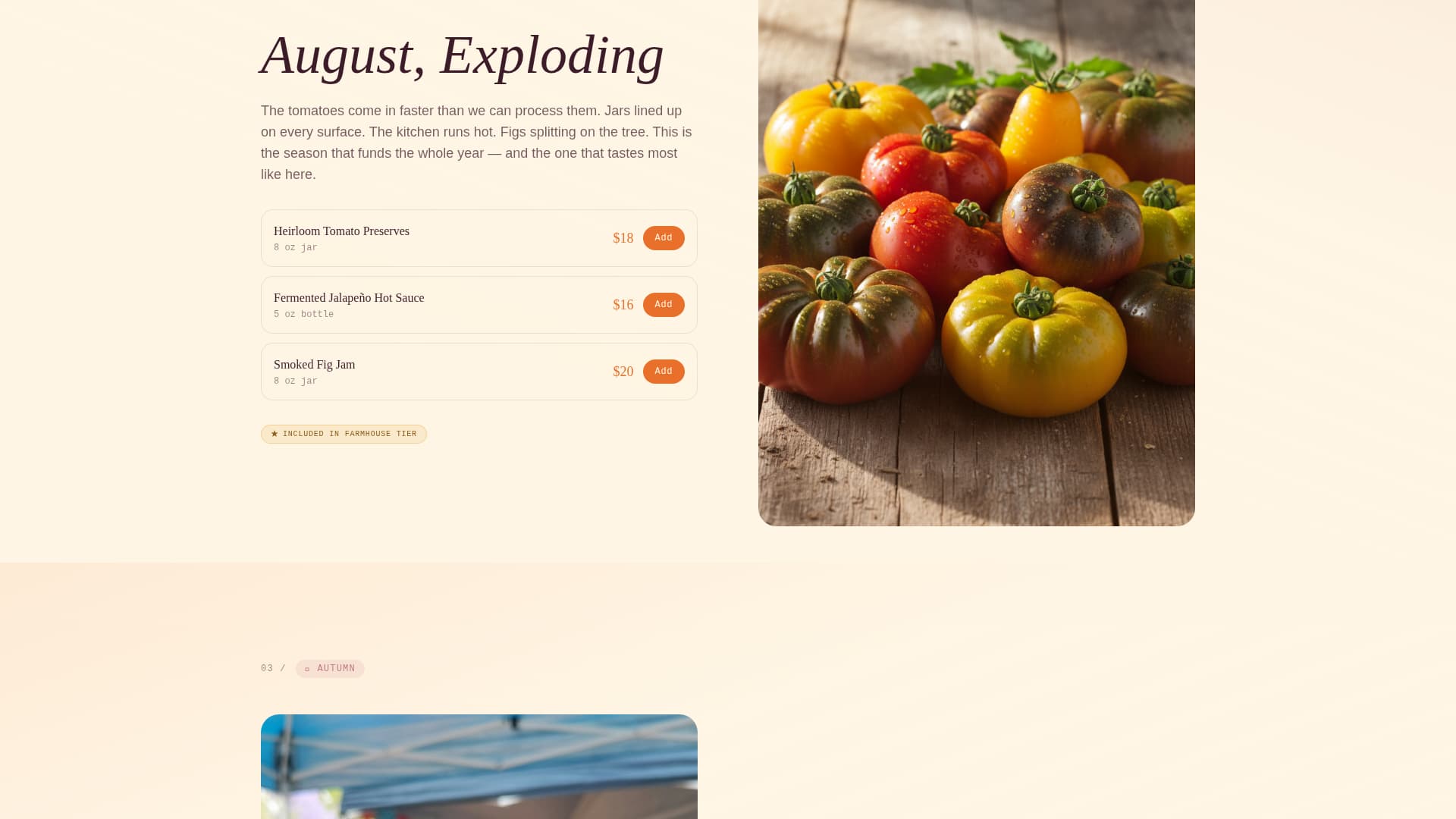 Harvest - Artisan Farmtotable Landing Page Template