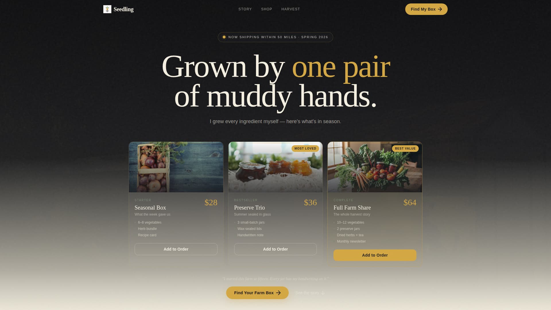Seedling - Artisan Farmtodoor Landing Page Template