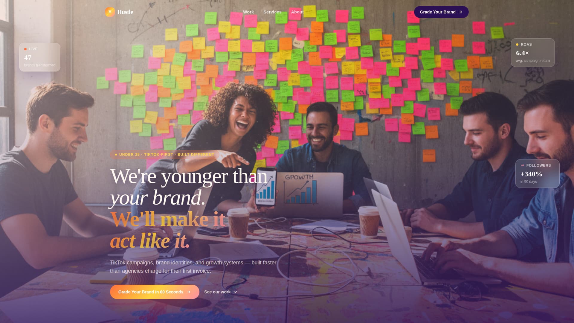 Hustle - Bold Youthmarketing Landing Page Template