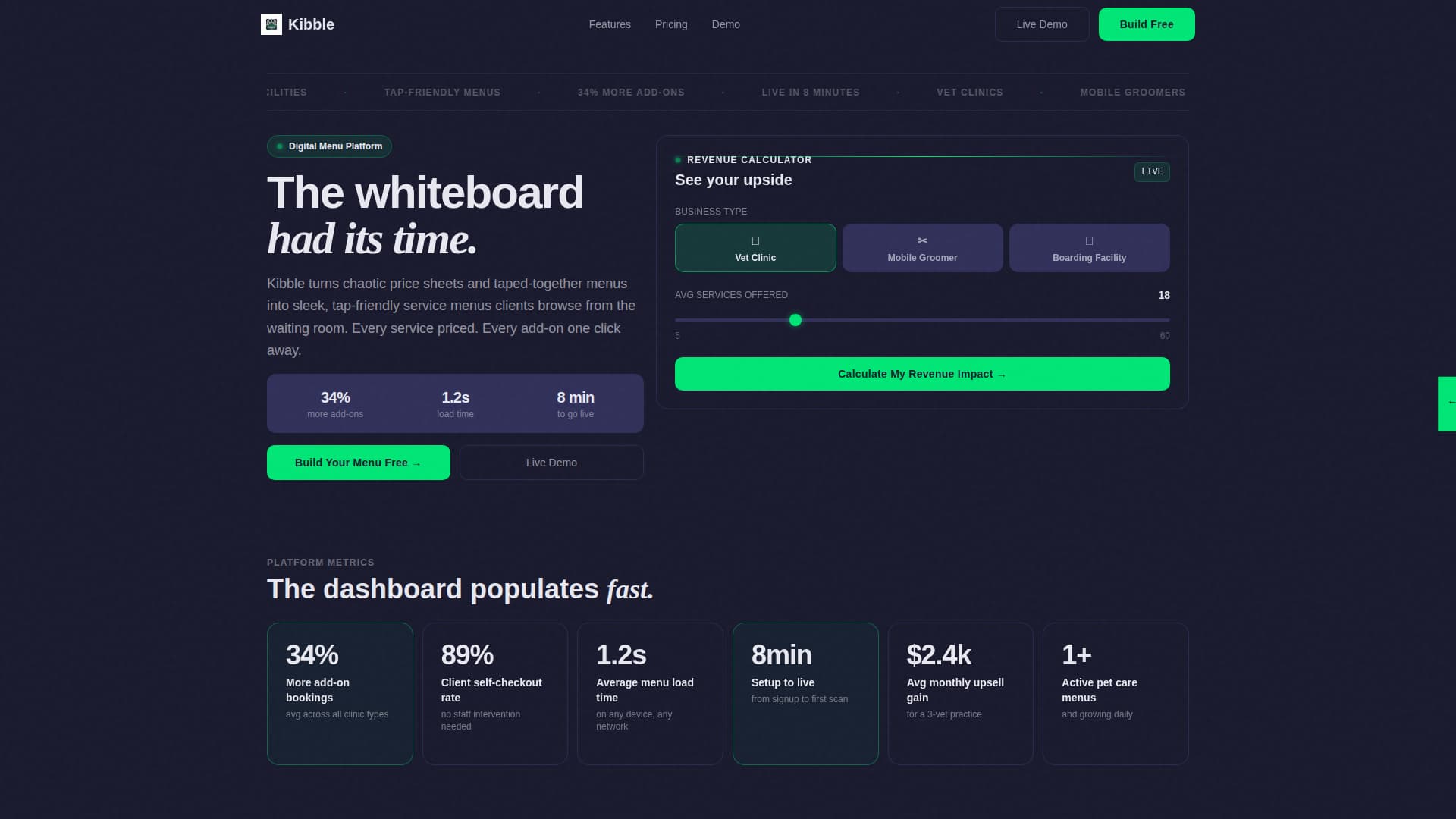 Pet Care Digital Presence Cost Estimator Website Template