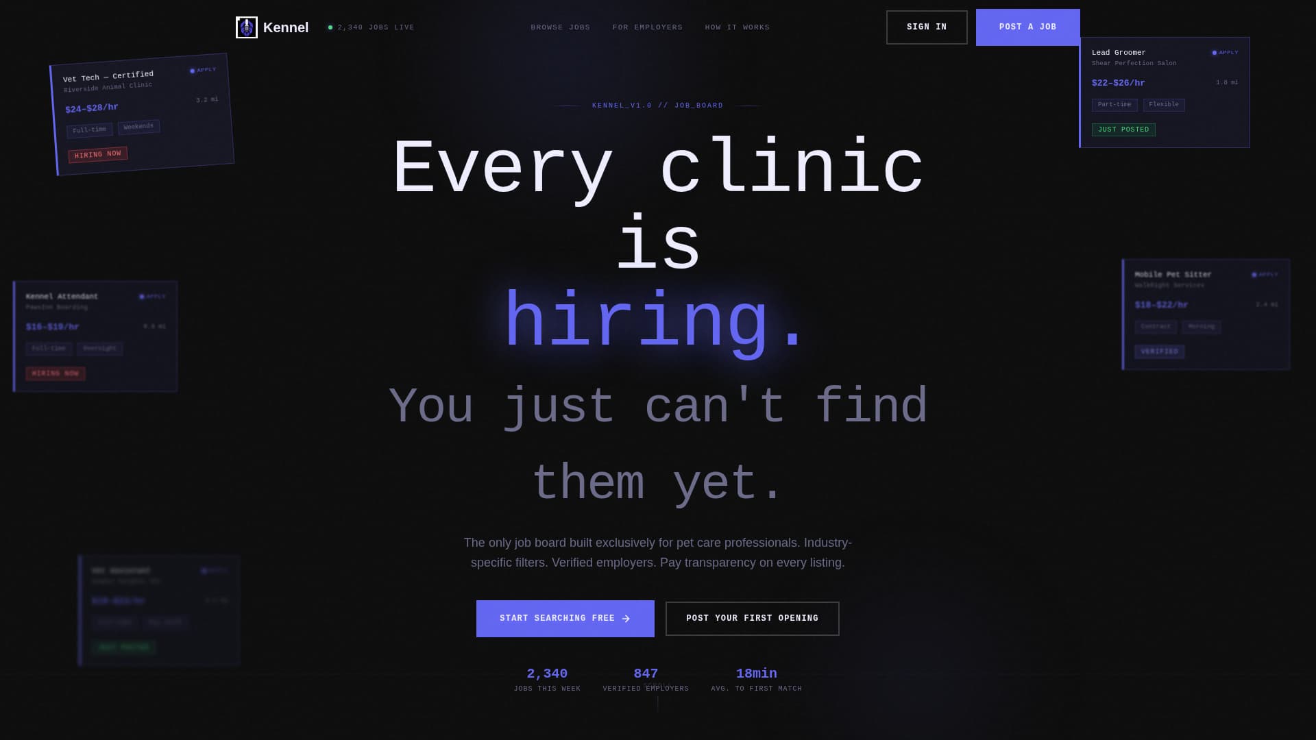 Pet Care Digital Presence Careers & Recruitment Website Template