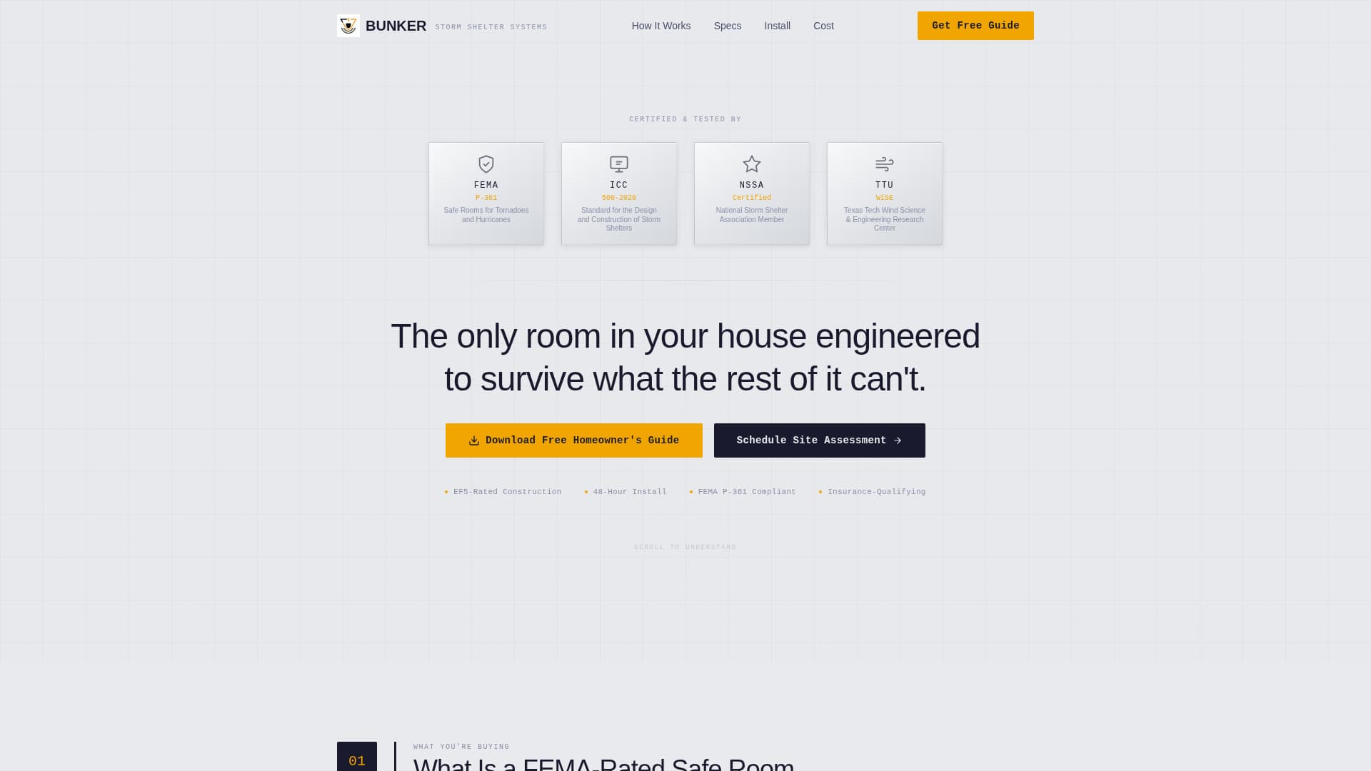Bunker - Certified Stormshelter Landing Page Template