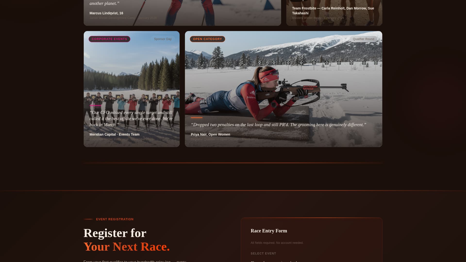 Biathlon - Electrifying Wintersports Landing Page Template