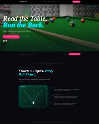 Cue - Precision Billiards Landing Page Template
