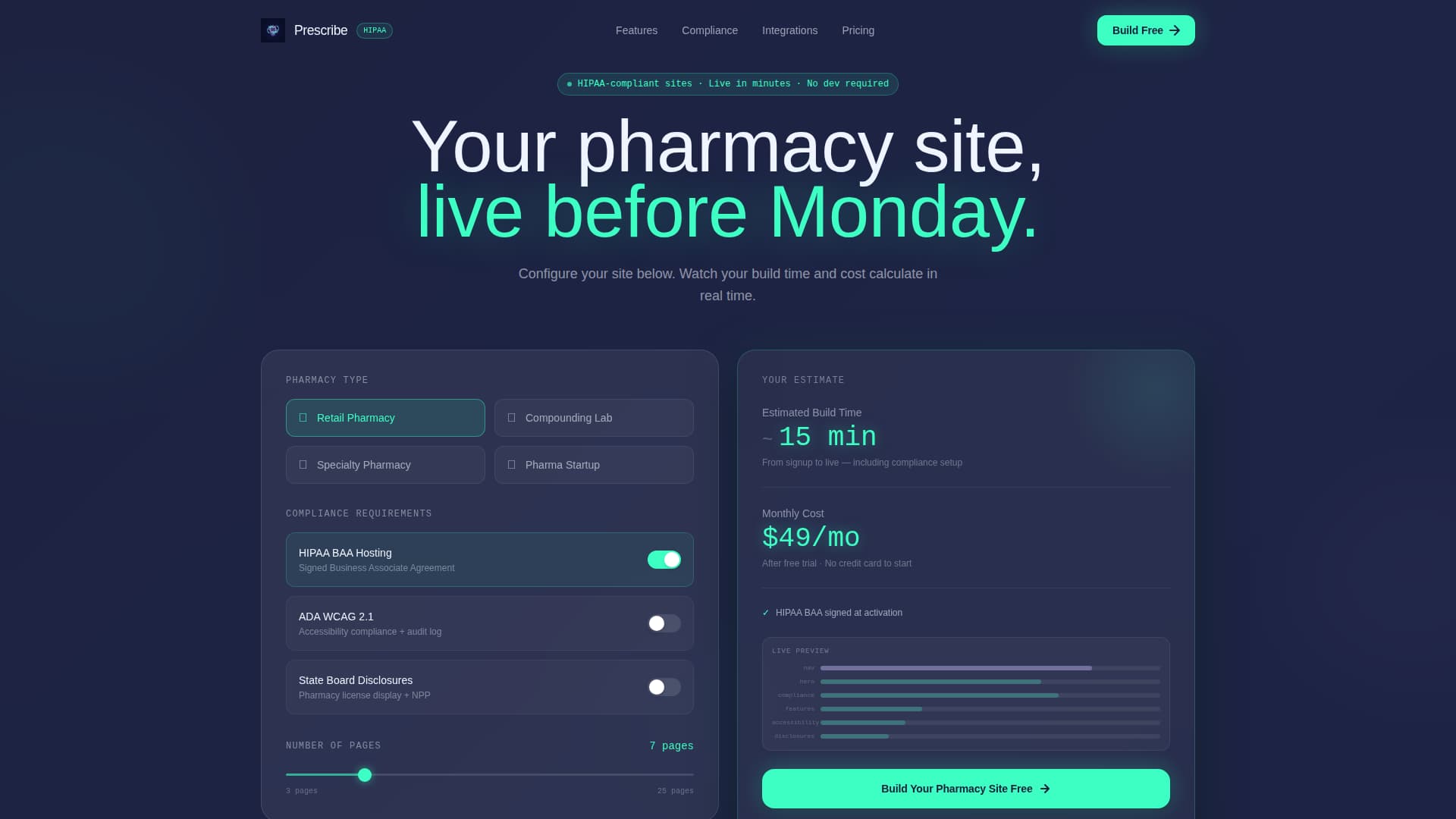 Advanced Pharmaceutical Software & SaaS Cost Estimator Website Template