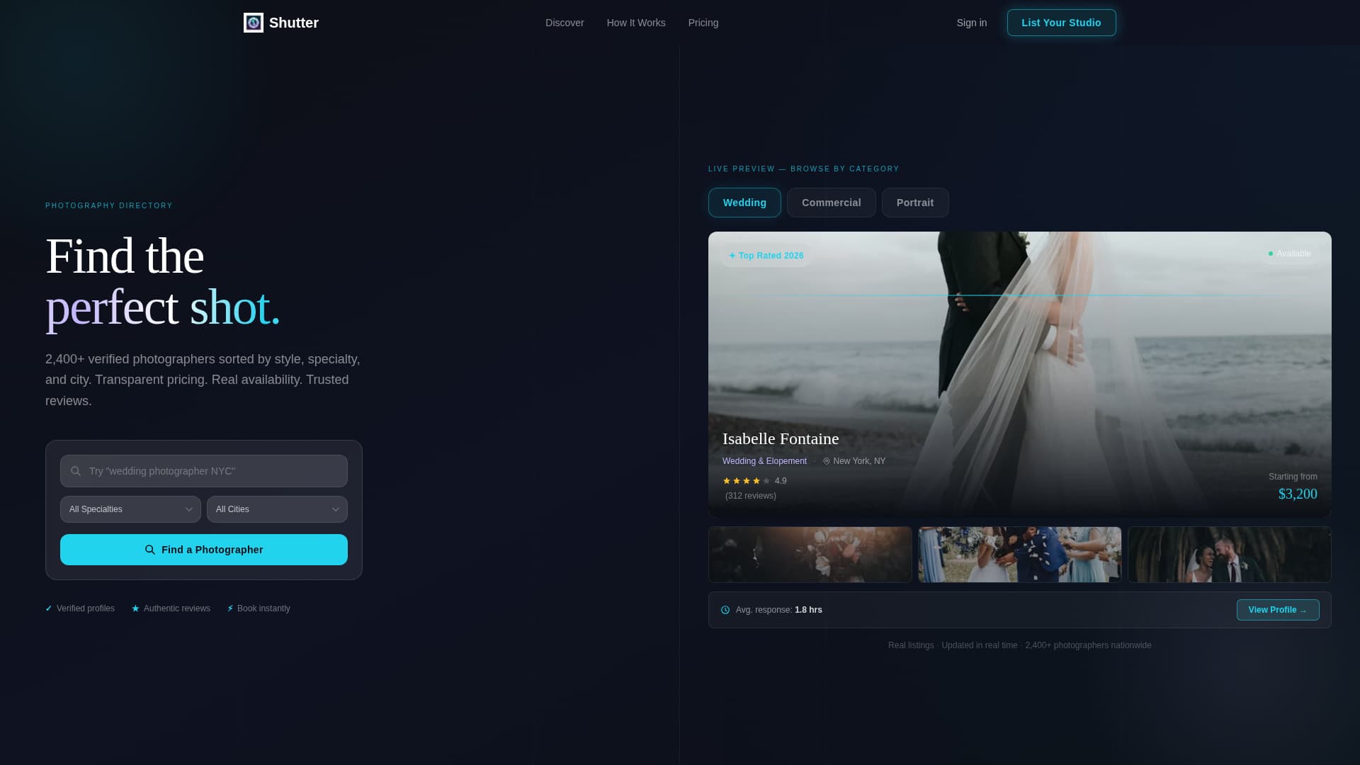 Photography Digital Presence Provider Directory Website Template