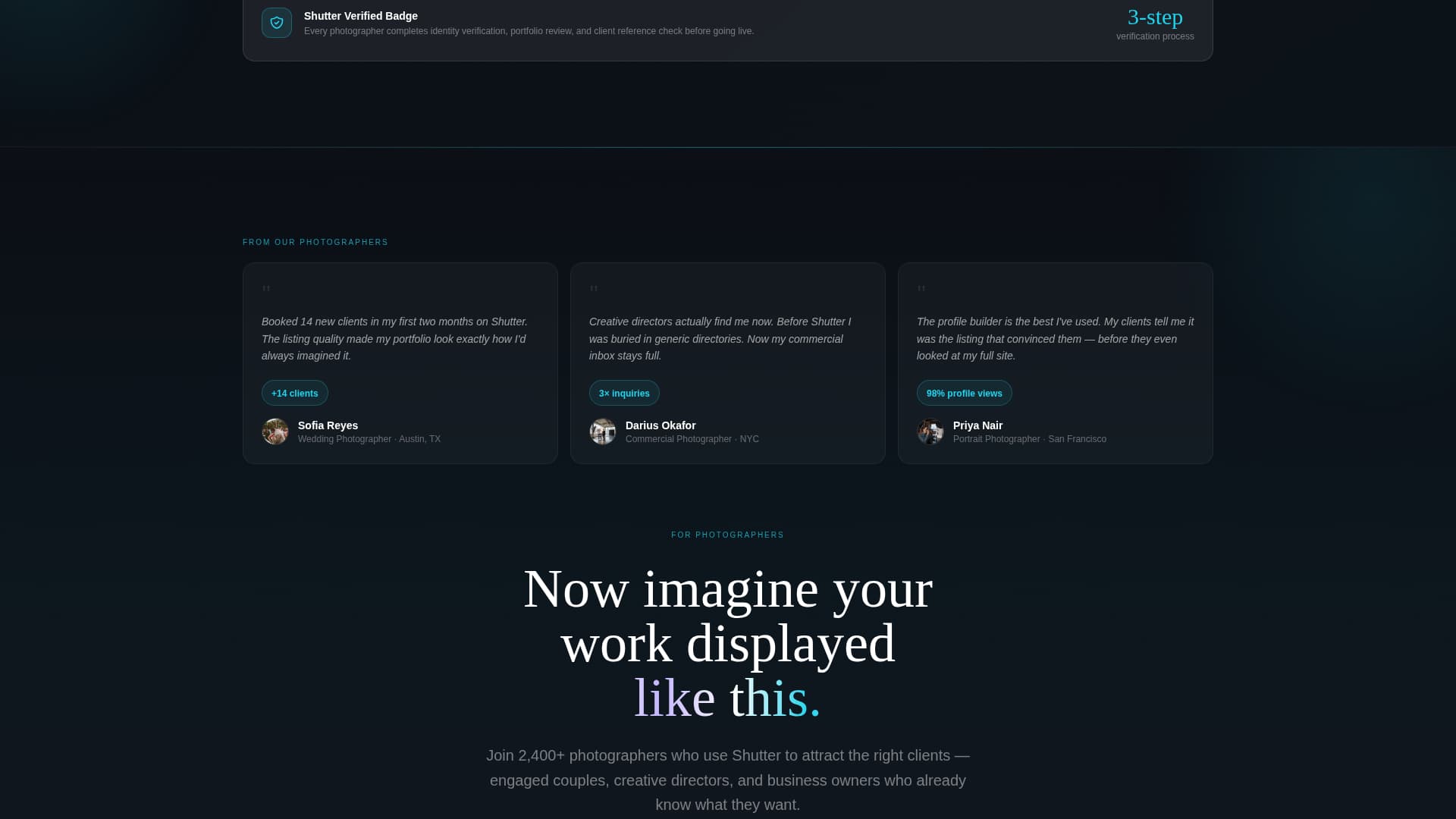 Photography Digital Presence Provider Directory Website Template