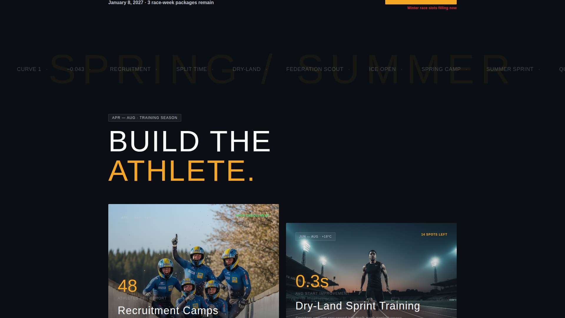 Bobsled Specialist Booking Website Template