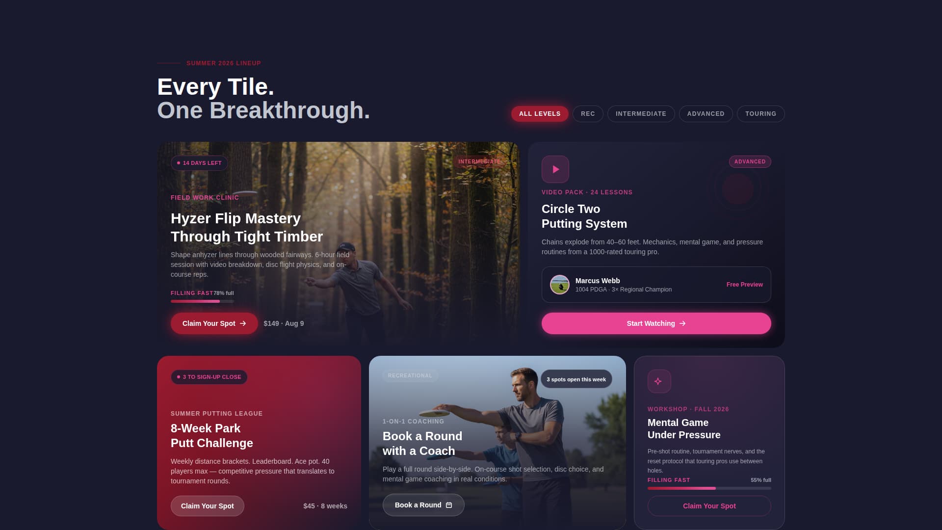Basket — Dynamic Disc Golf Tournament Landing Page Template
