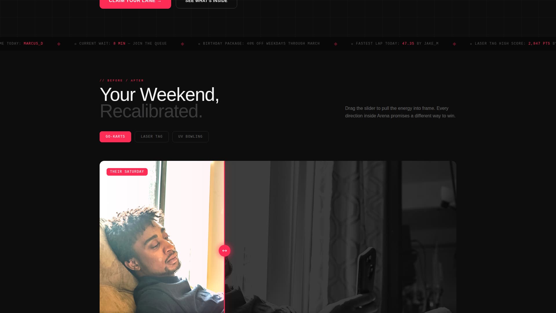 Bowling & Entertainment Center Specialist Booking Website Template