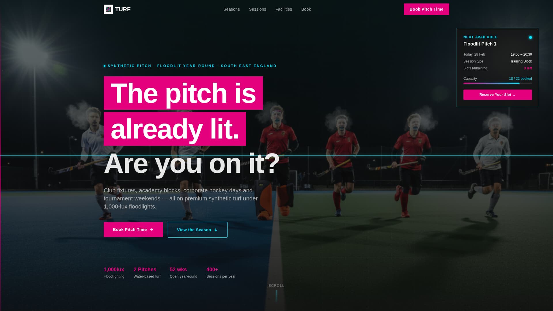 Field Hockey Leagues Specialist Booking Website Template