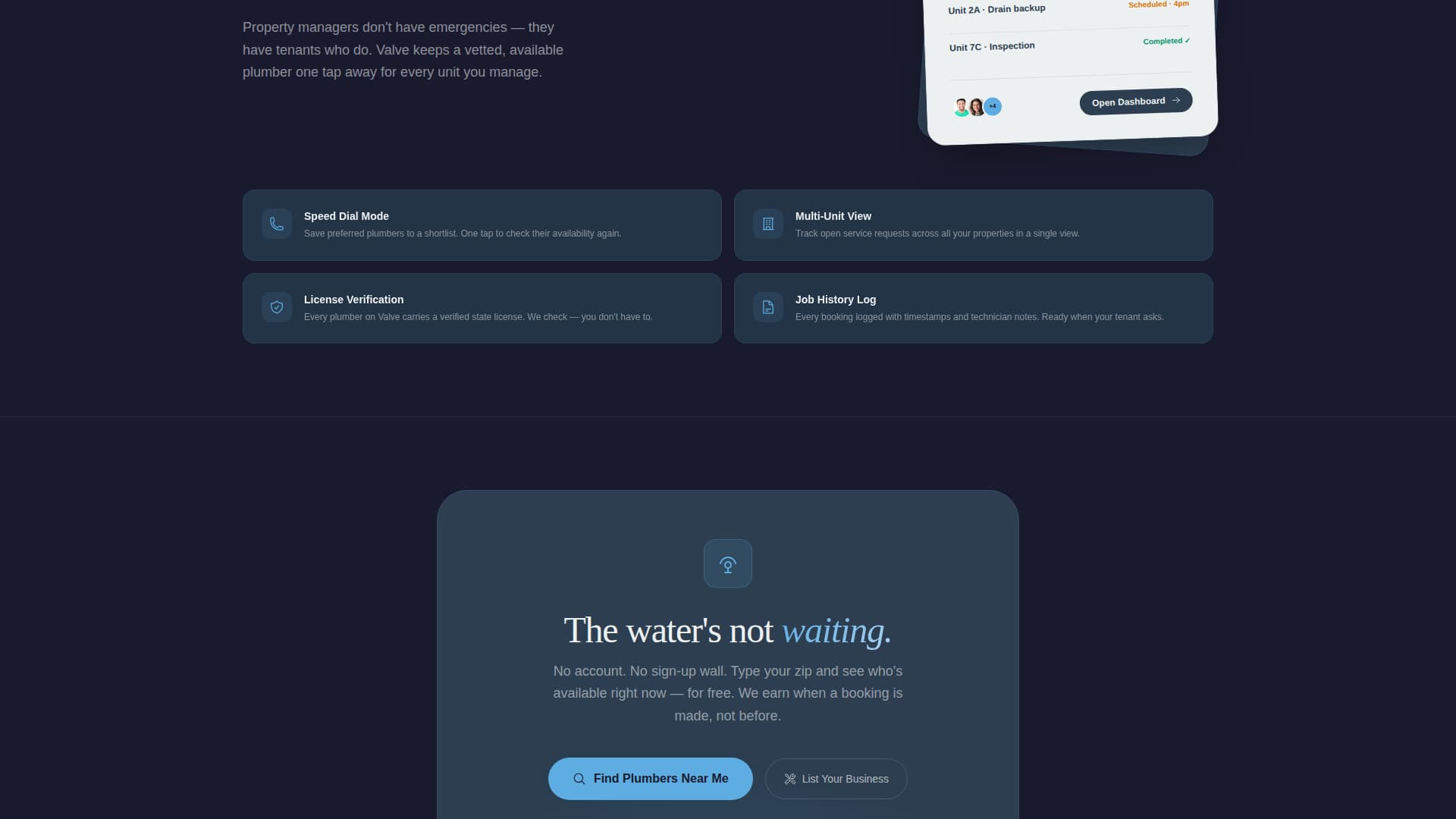 Valve - Reliable Plumbing Landing Page Template