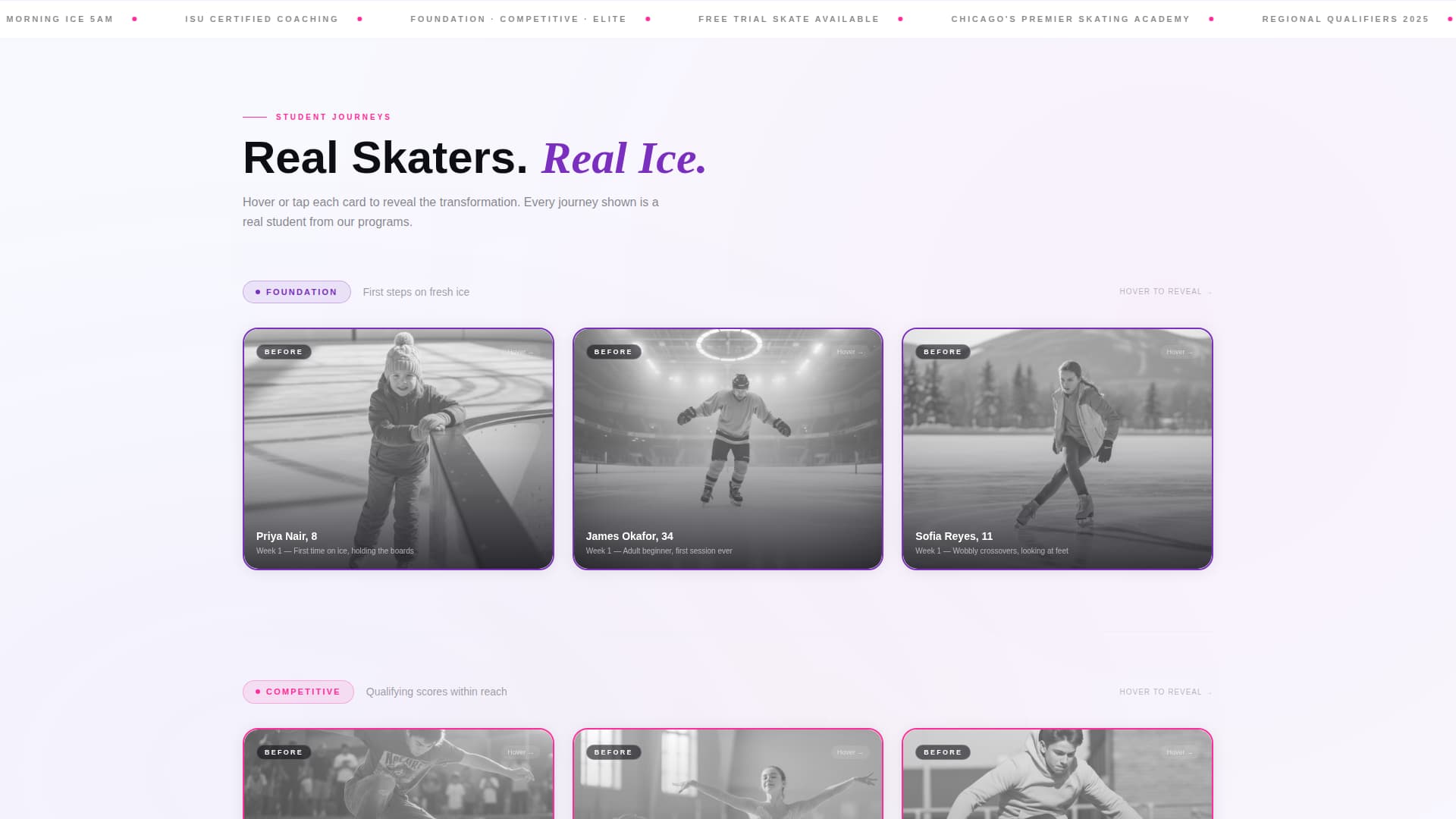 Figure Skating Pricing & Packages Website Template