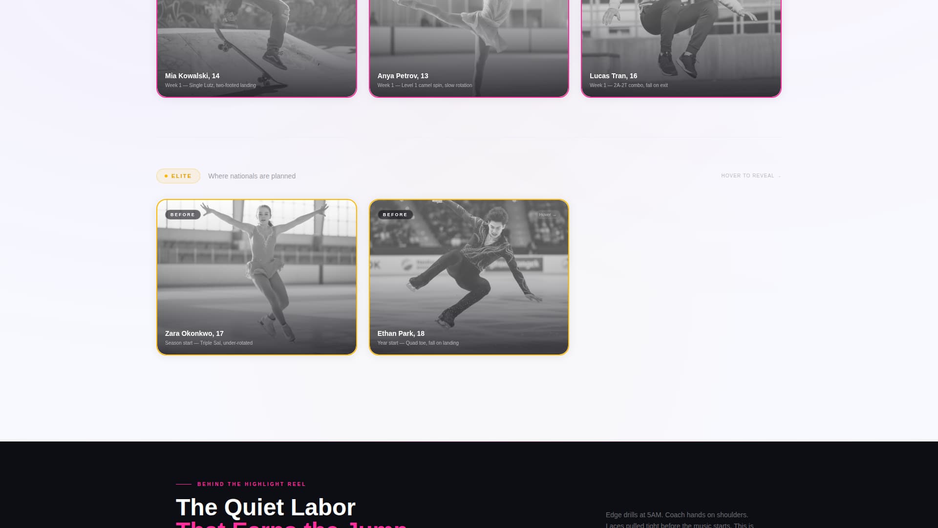 Figure Skating Pricing & Packages Website Template