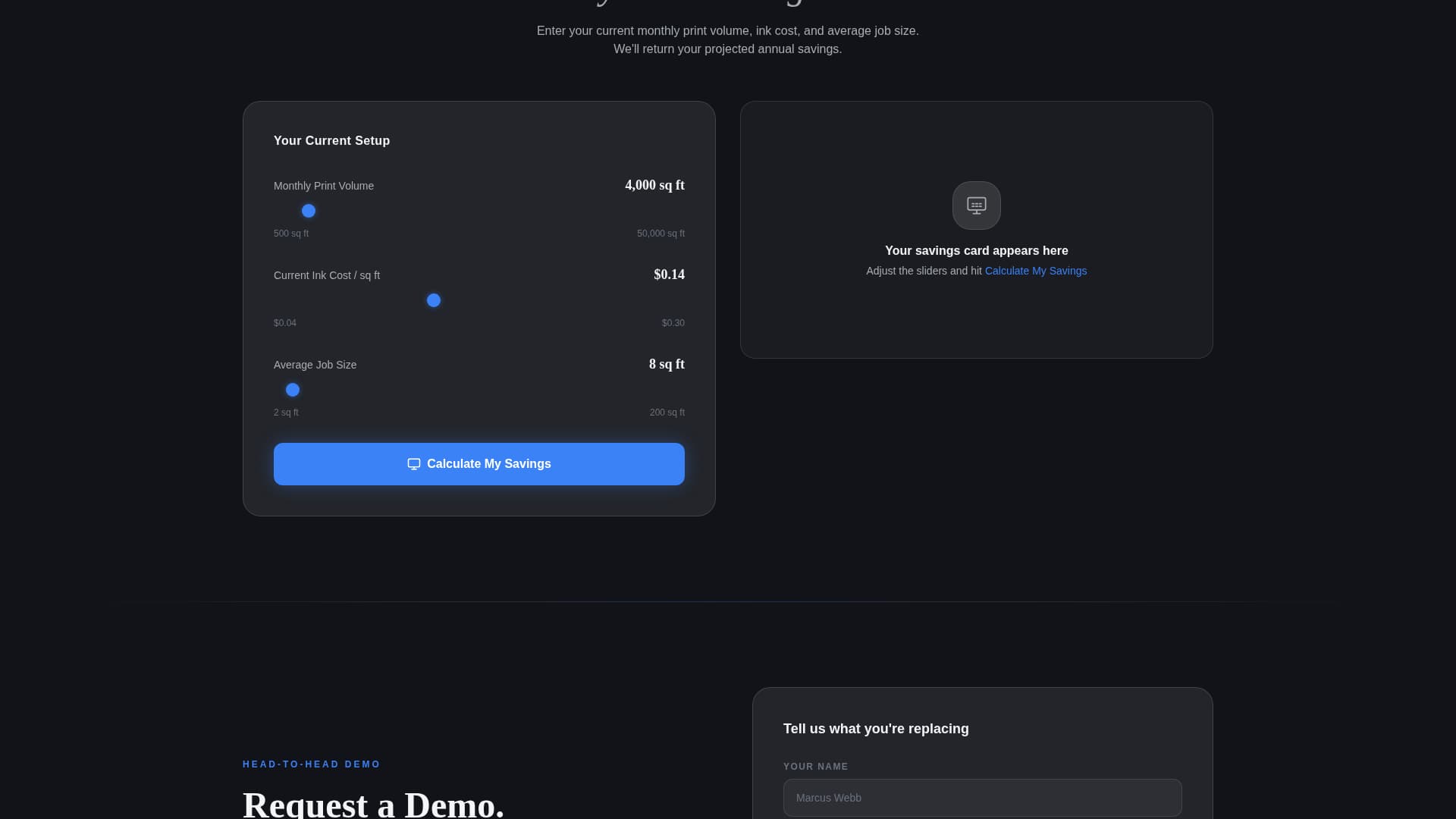 Advanced Printing Digital Presence Cost Estimator Website Template