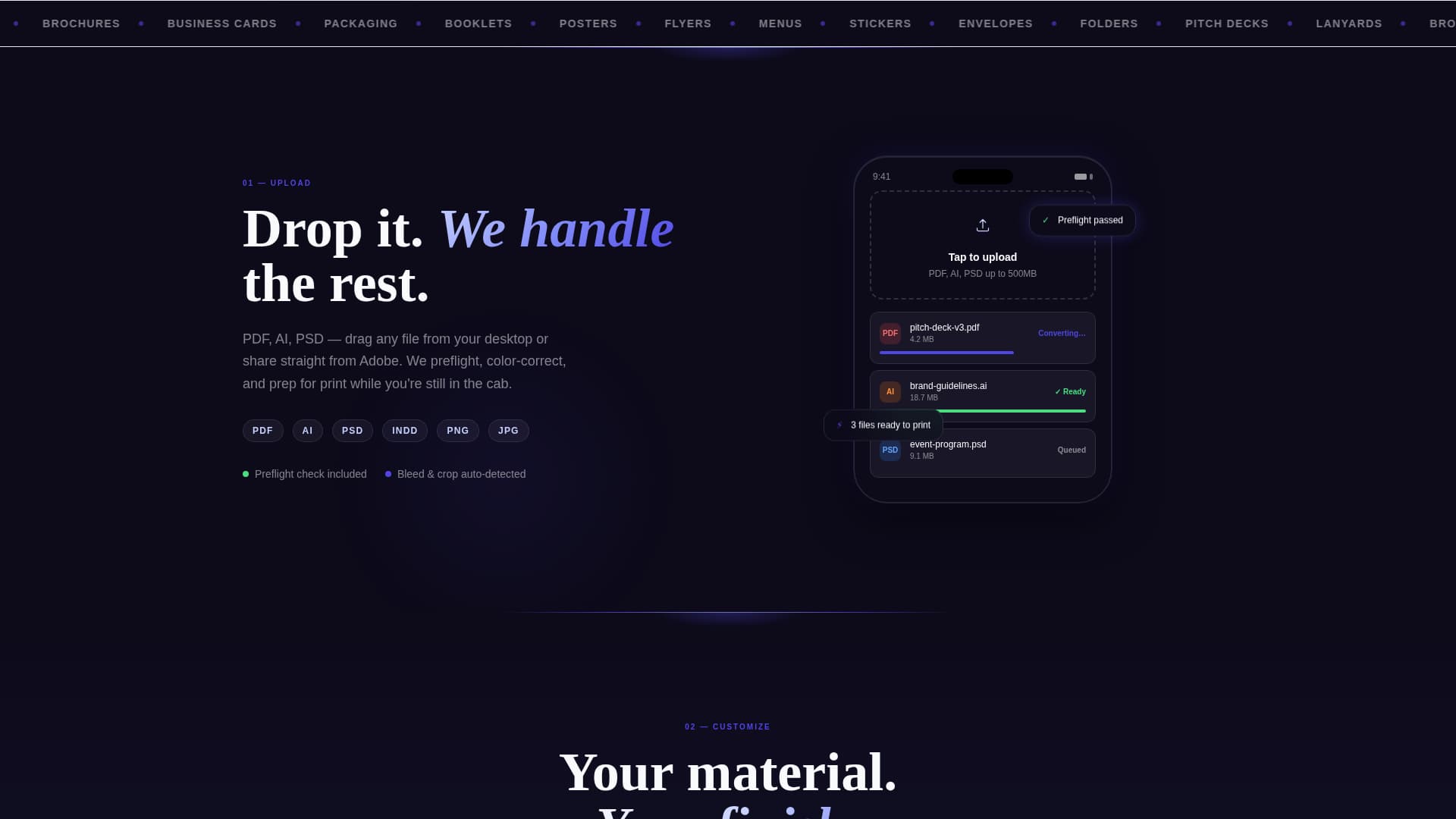 Printing Digital Presence Cost Estimator Website Template