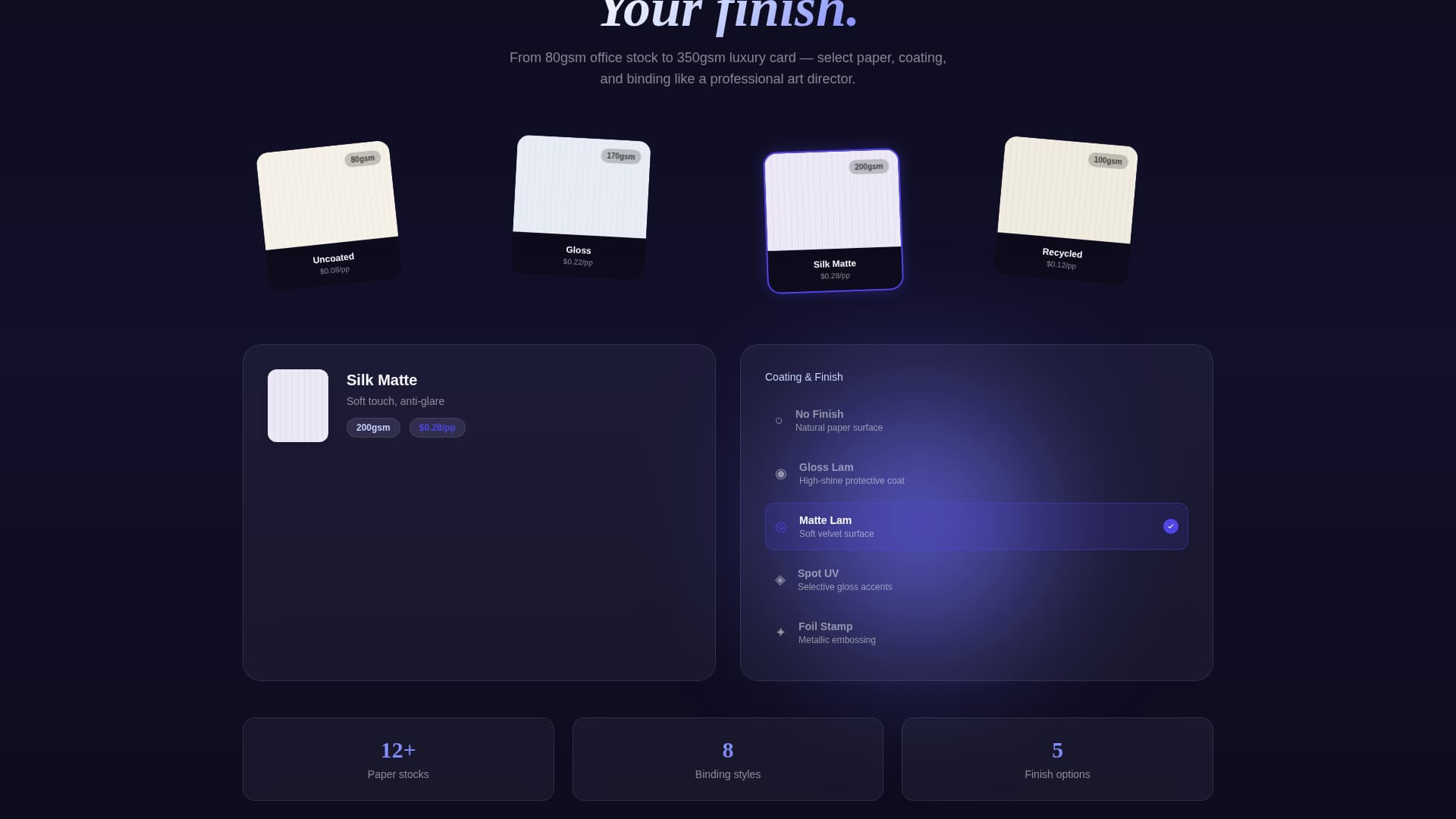 Printing Digital Presence Cost Estimator Website Template