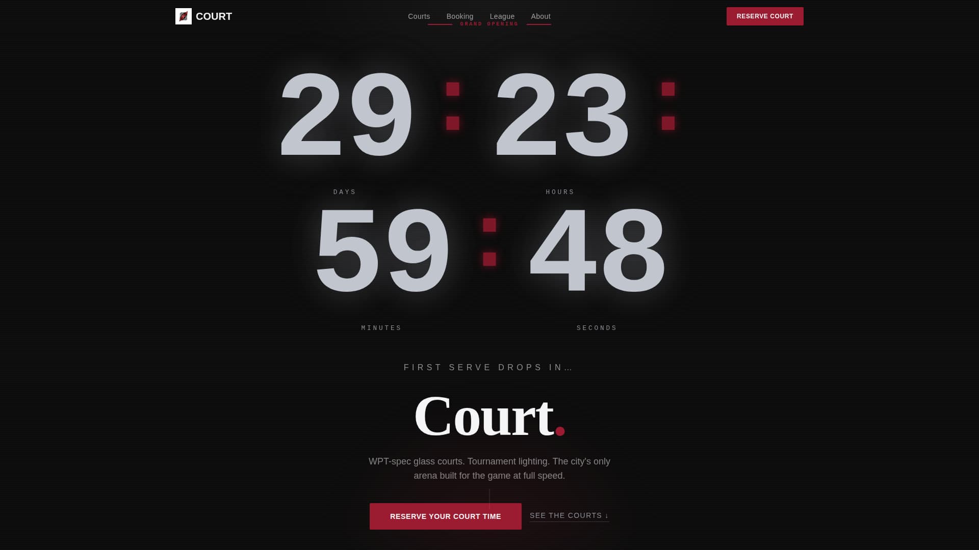 Court - Electrifying Padel Landing Page Template