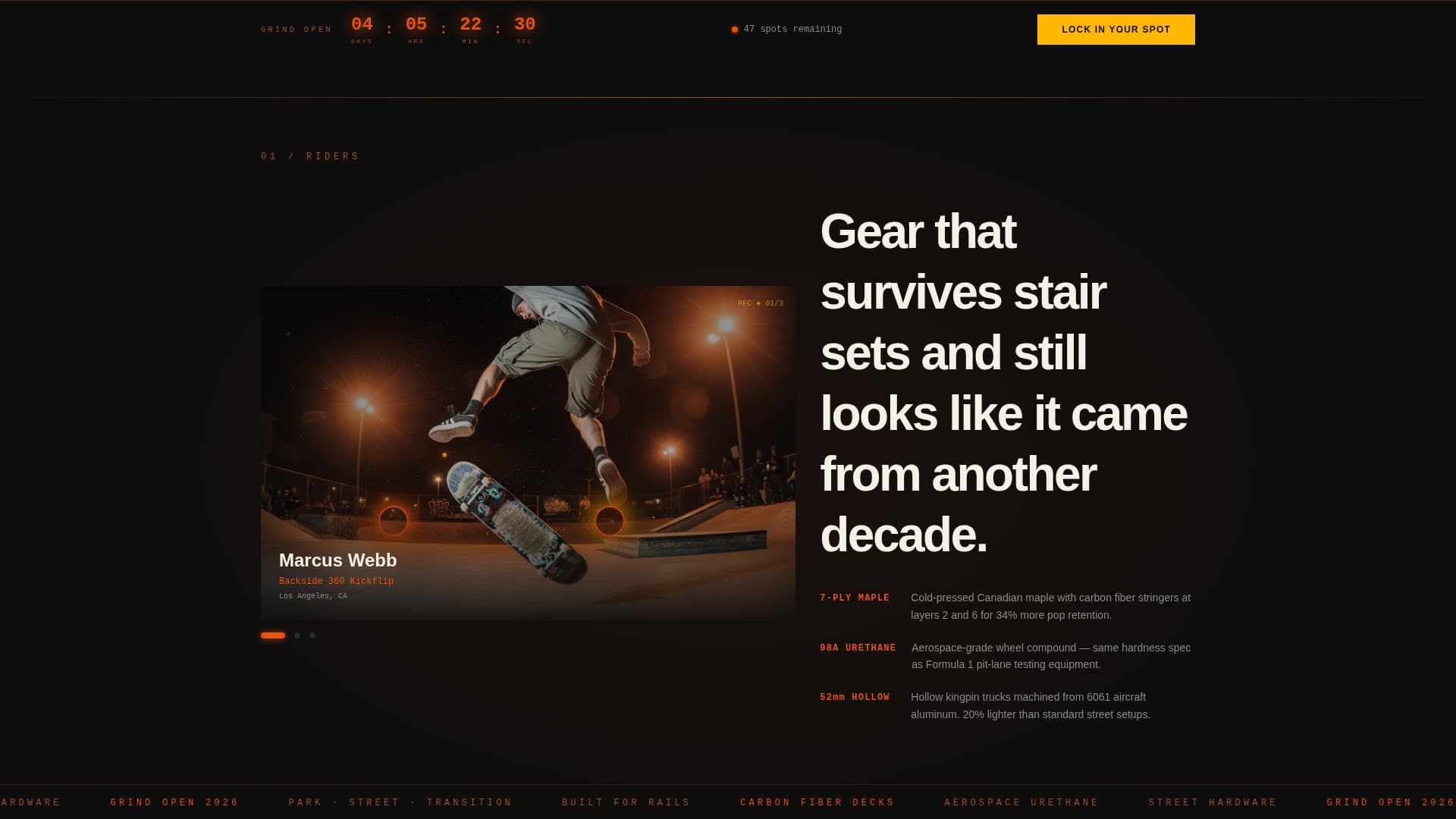Specialist Skateboarding Pre-Launch & Coming Soon Website Template
