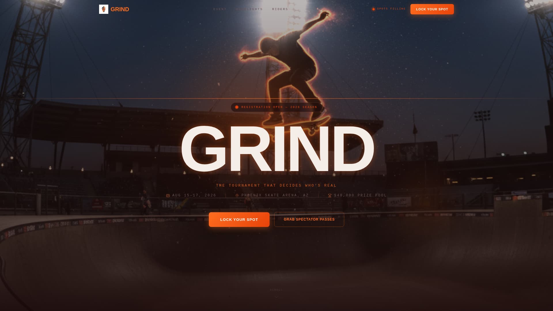 Skateboarding Pricing & Packages Website Template