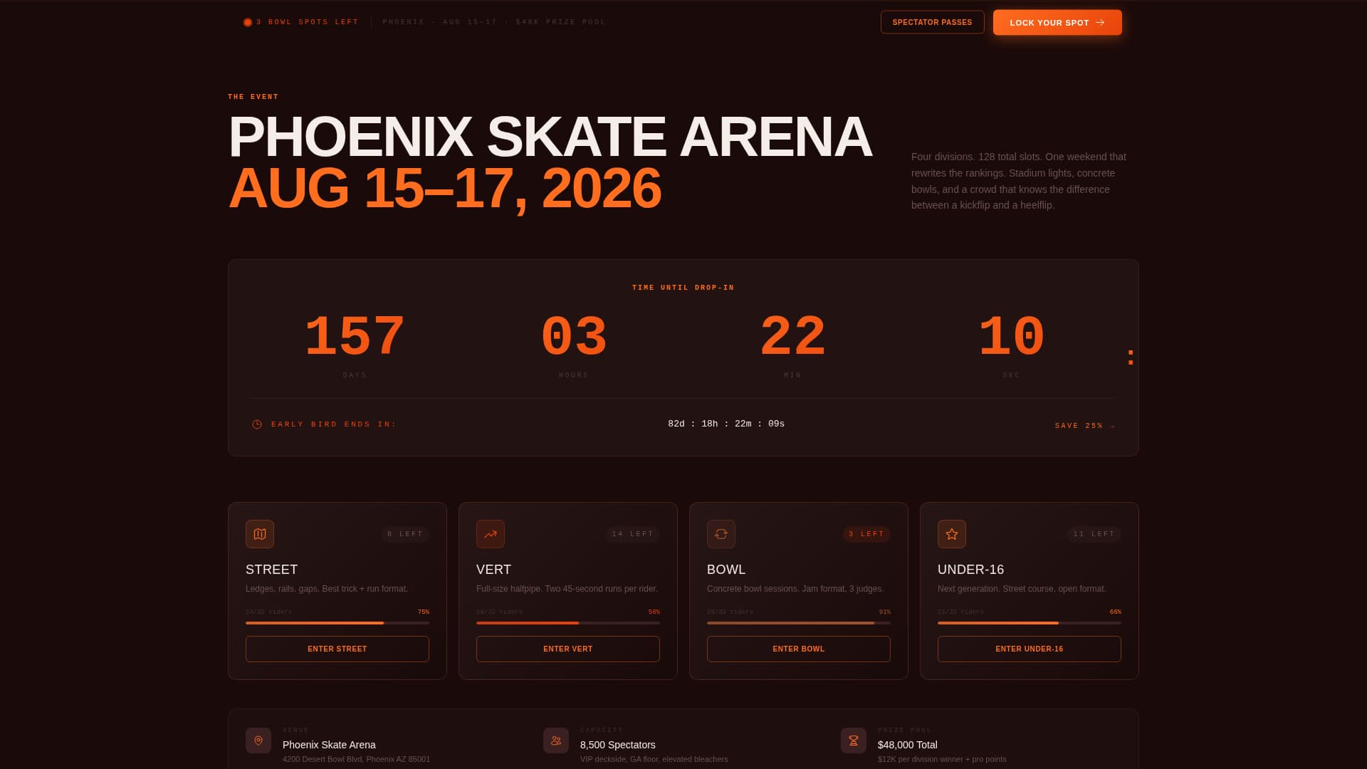 Skateboarding Pricing & Packages Website Template
