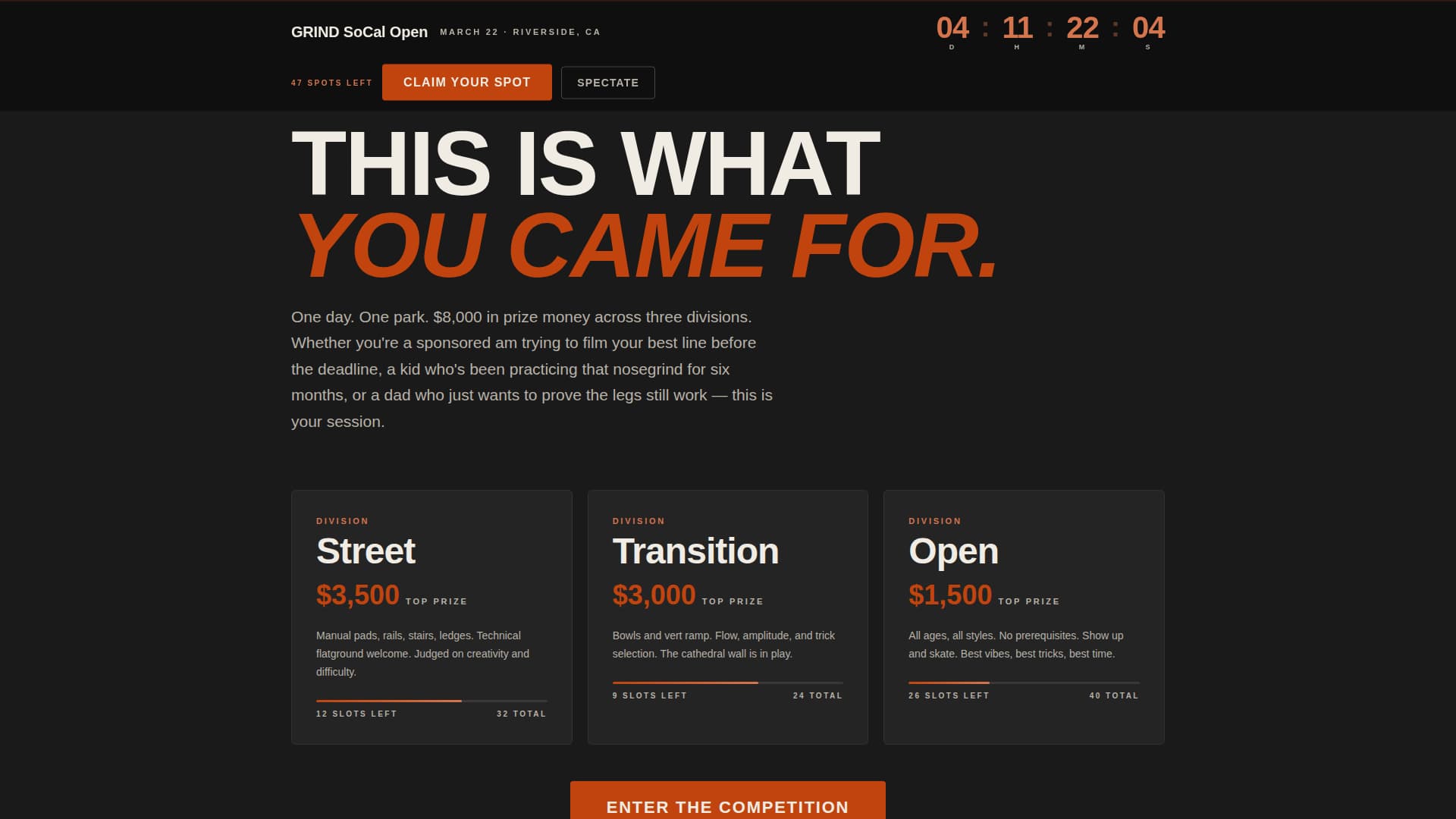 Skateboarding Pre-Launch & Coming Soon Website Template