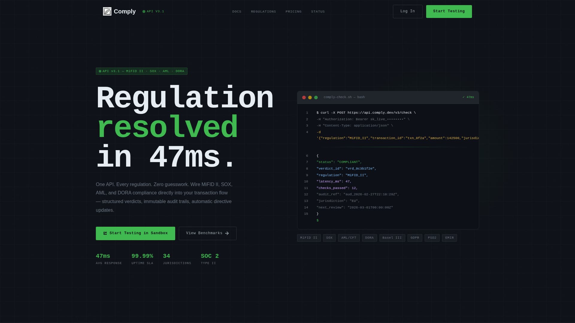 RegTech Startup Reviews & Social Proof Website Template