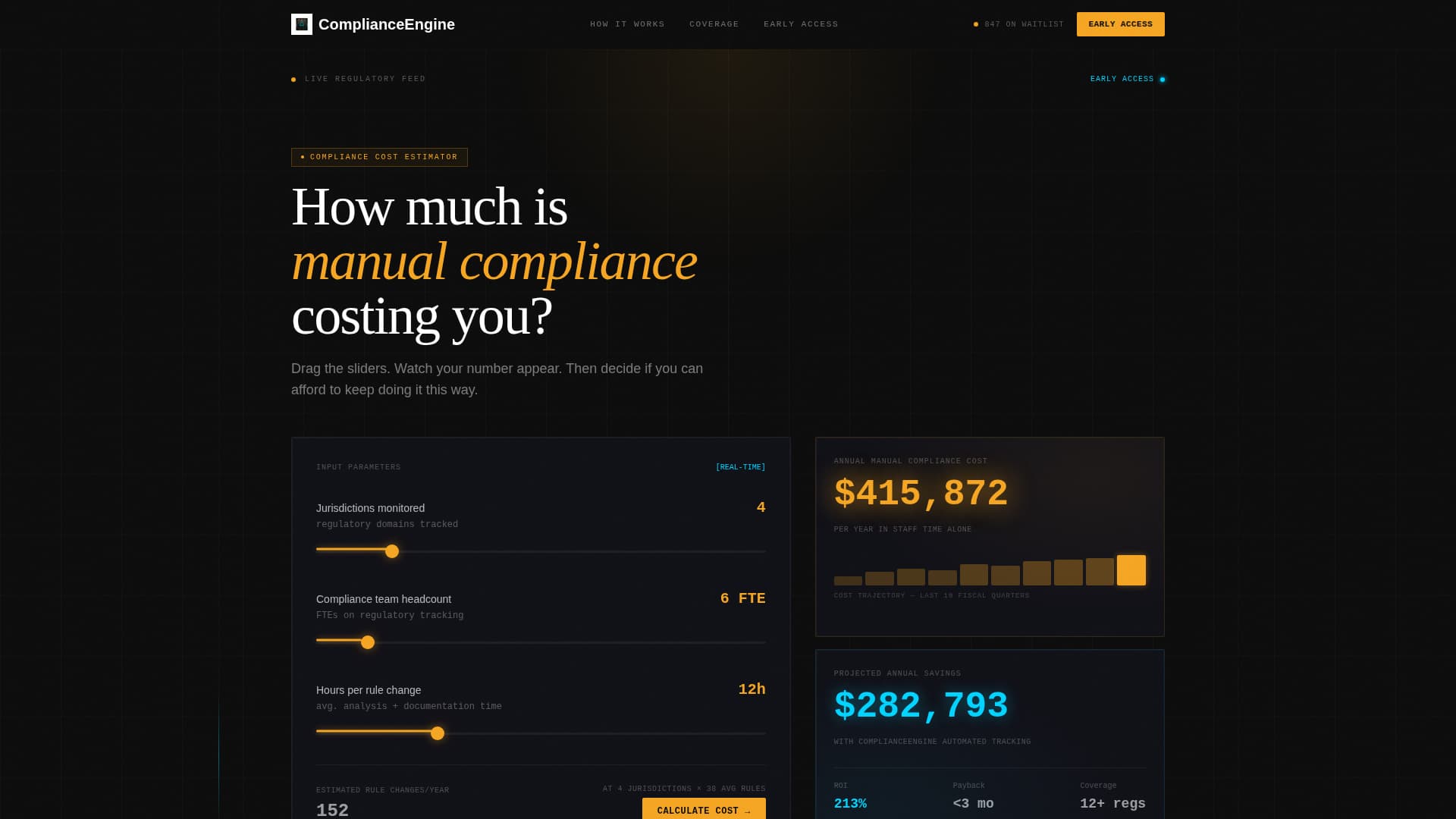 RegTech Startup Cost Estimator Website Template
