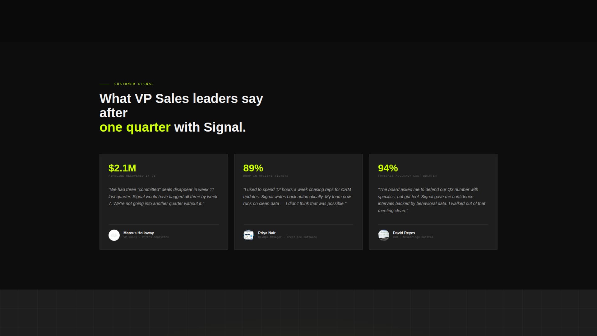 Signal - Intelligent Revenue Landing Page Template