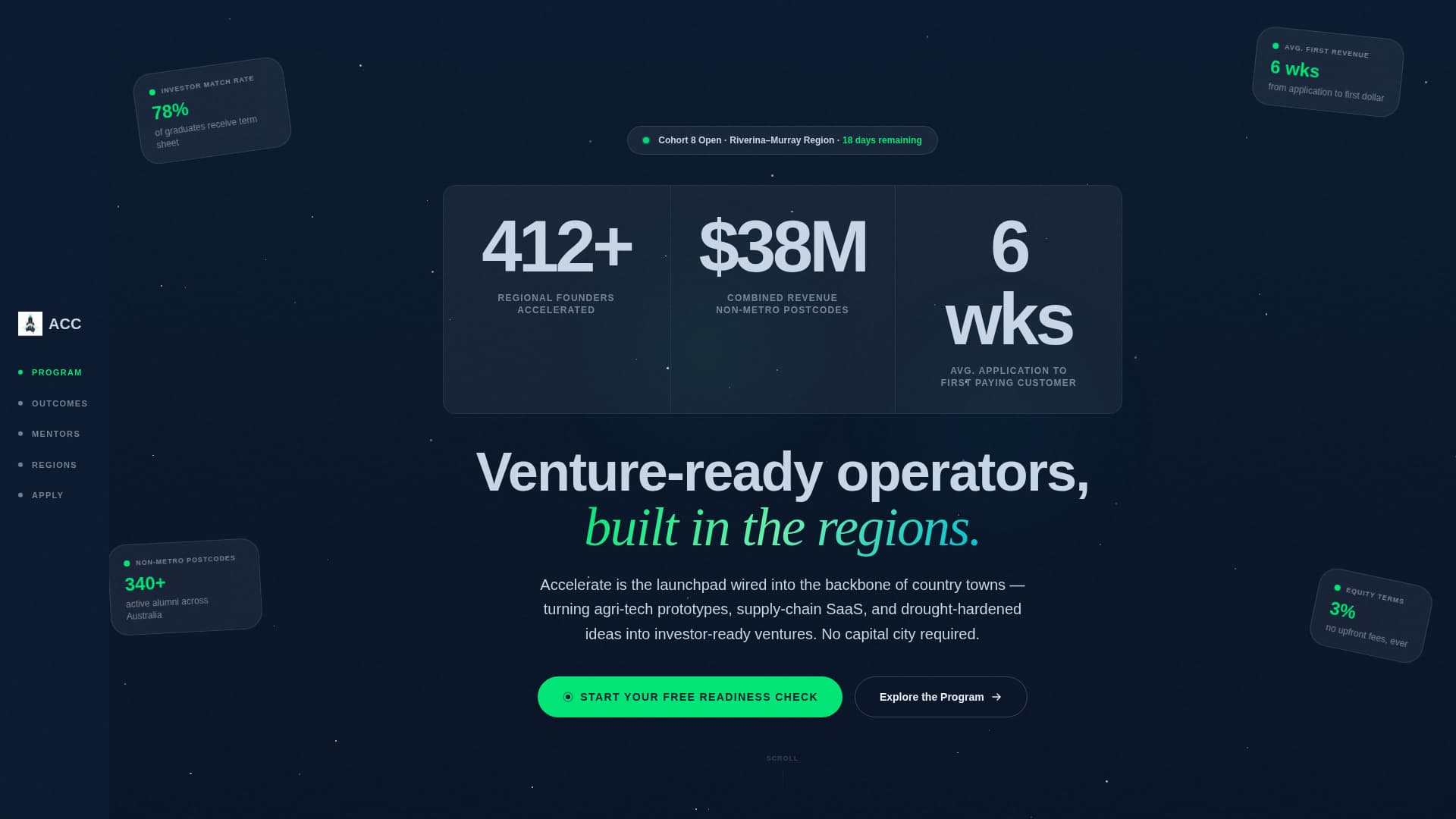 Rural & Regional Startup Accelerator Website Template