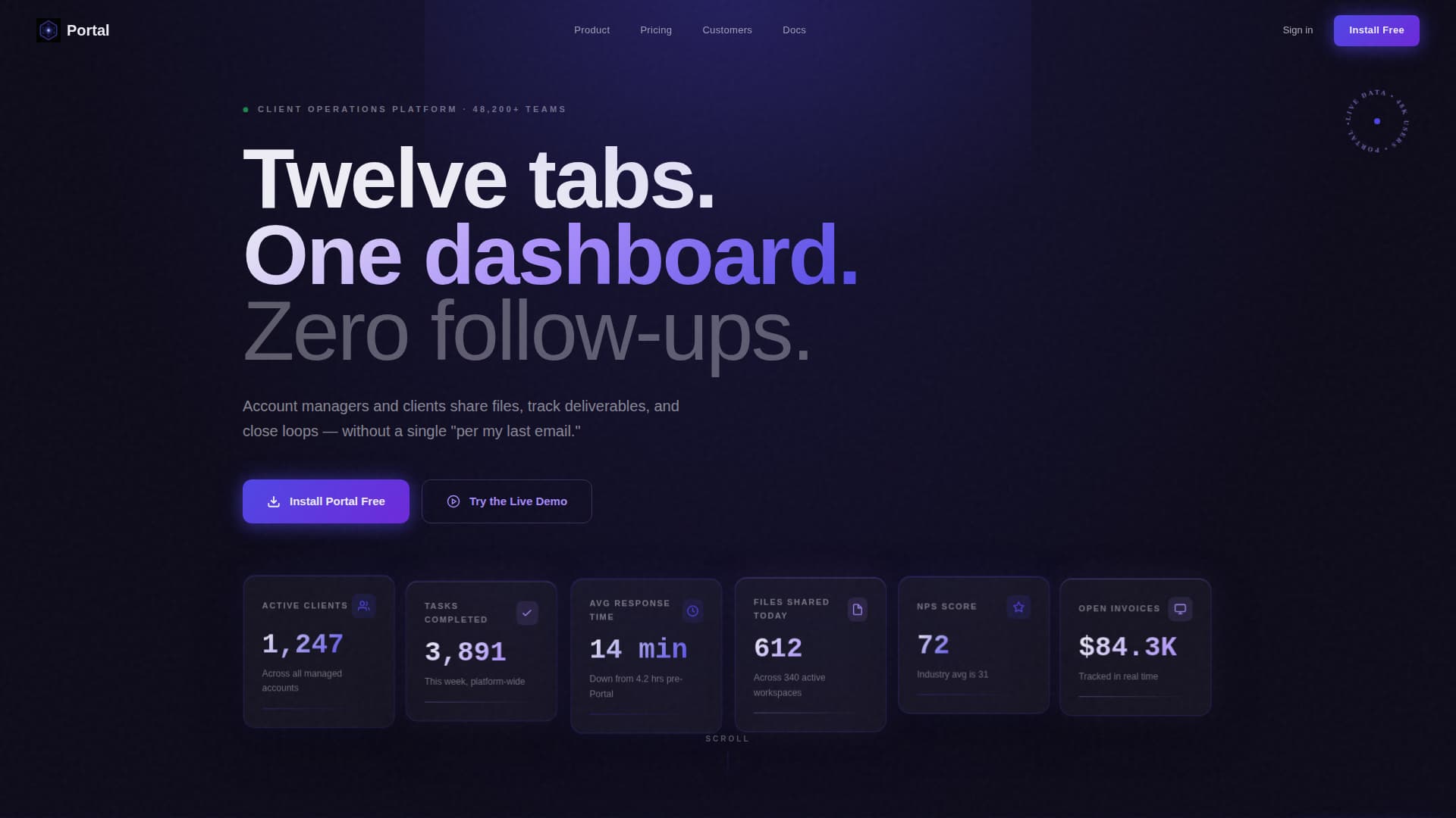 Portal - Powerful Client Portal Landing Page Template