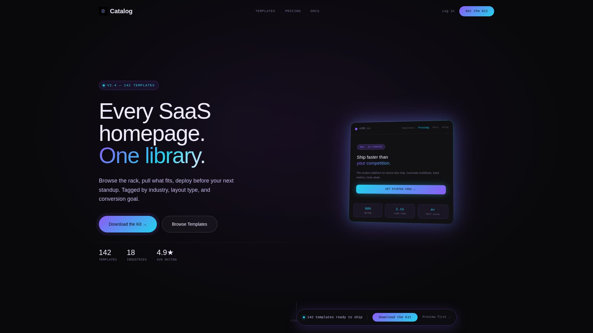 SaaS Product Homepage Library & Feature Showcase Website Template