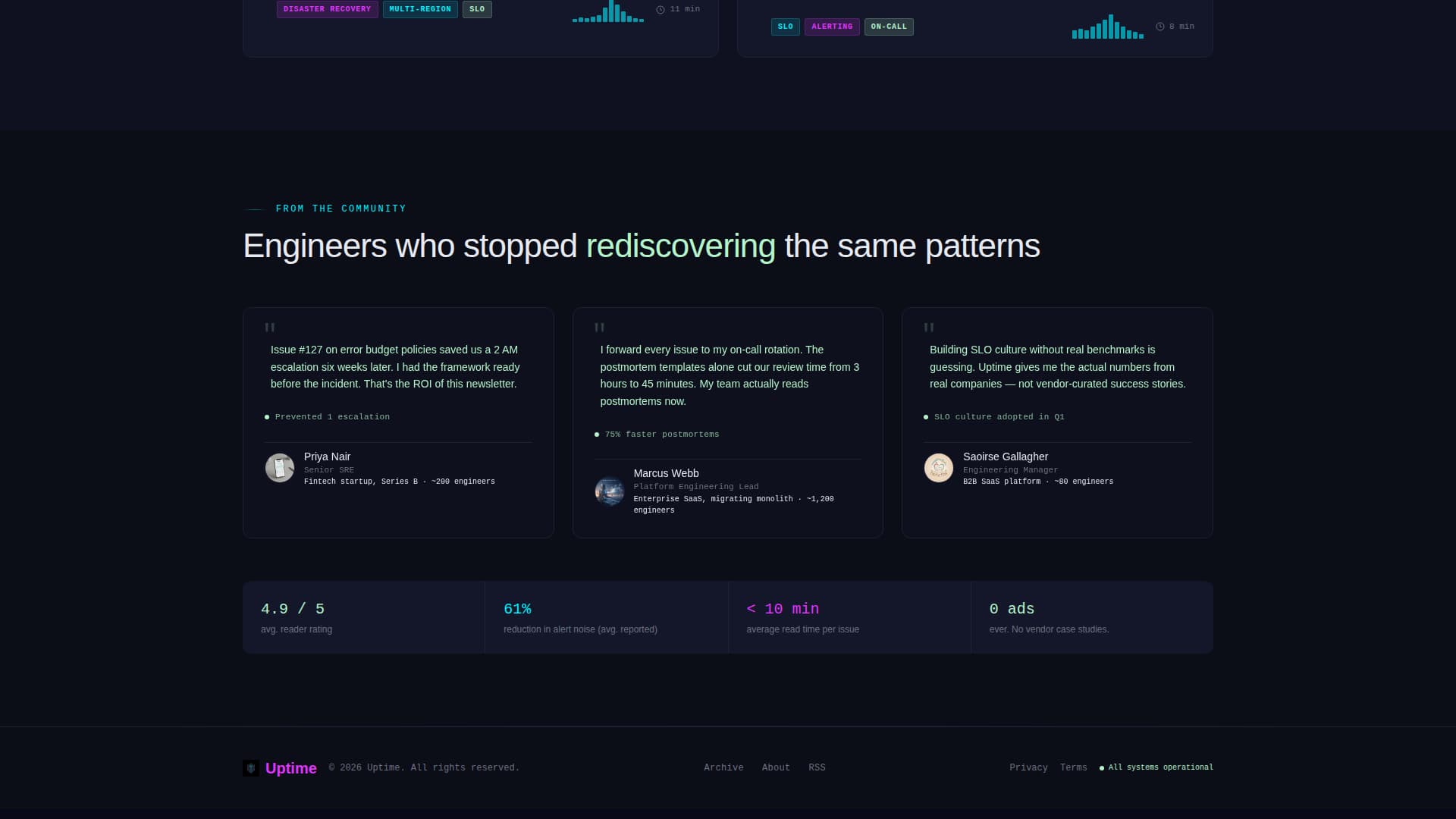 Uptime - Powerful SRE Landing Page Template