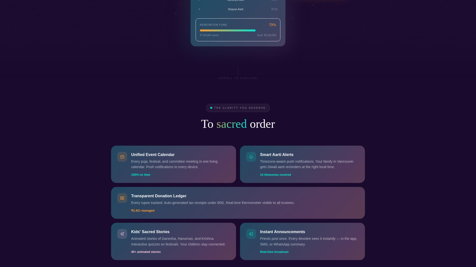 Mandir - Sacred Community Landing Page Template