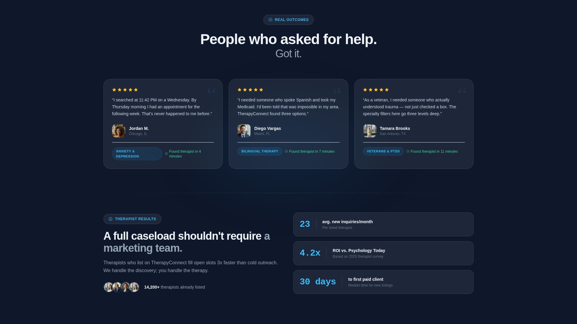 TherapyConnect - Trusted TherapistDirectory Landing Page Template