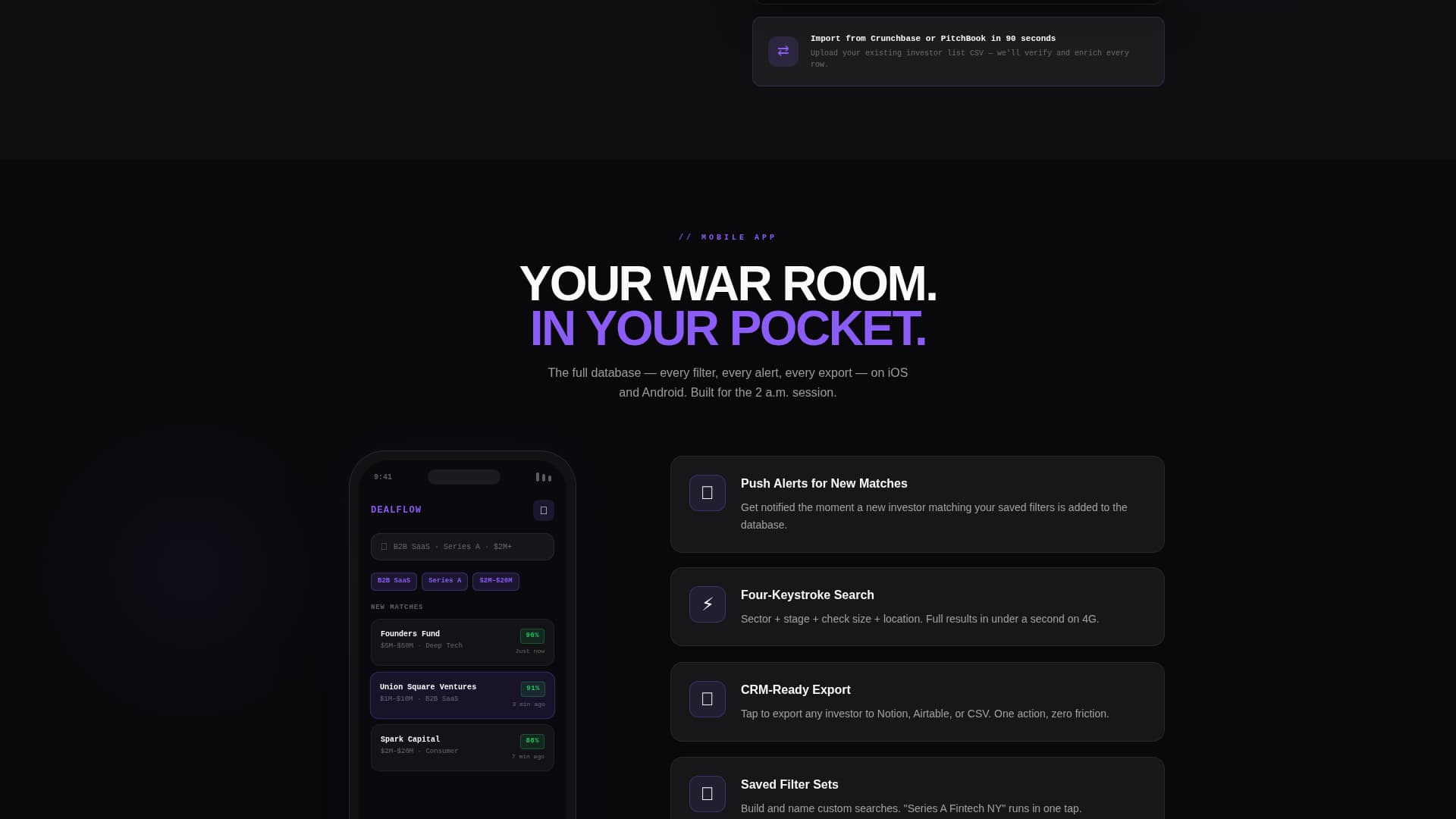 Dealflow - Powerful Investor Database Landing Page Template